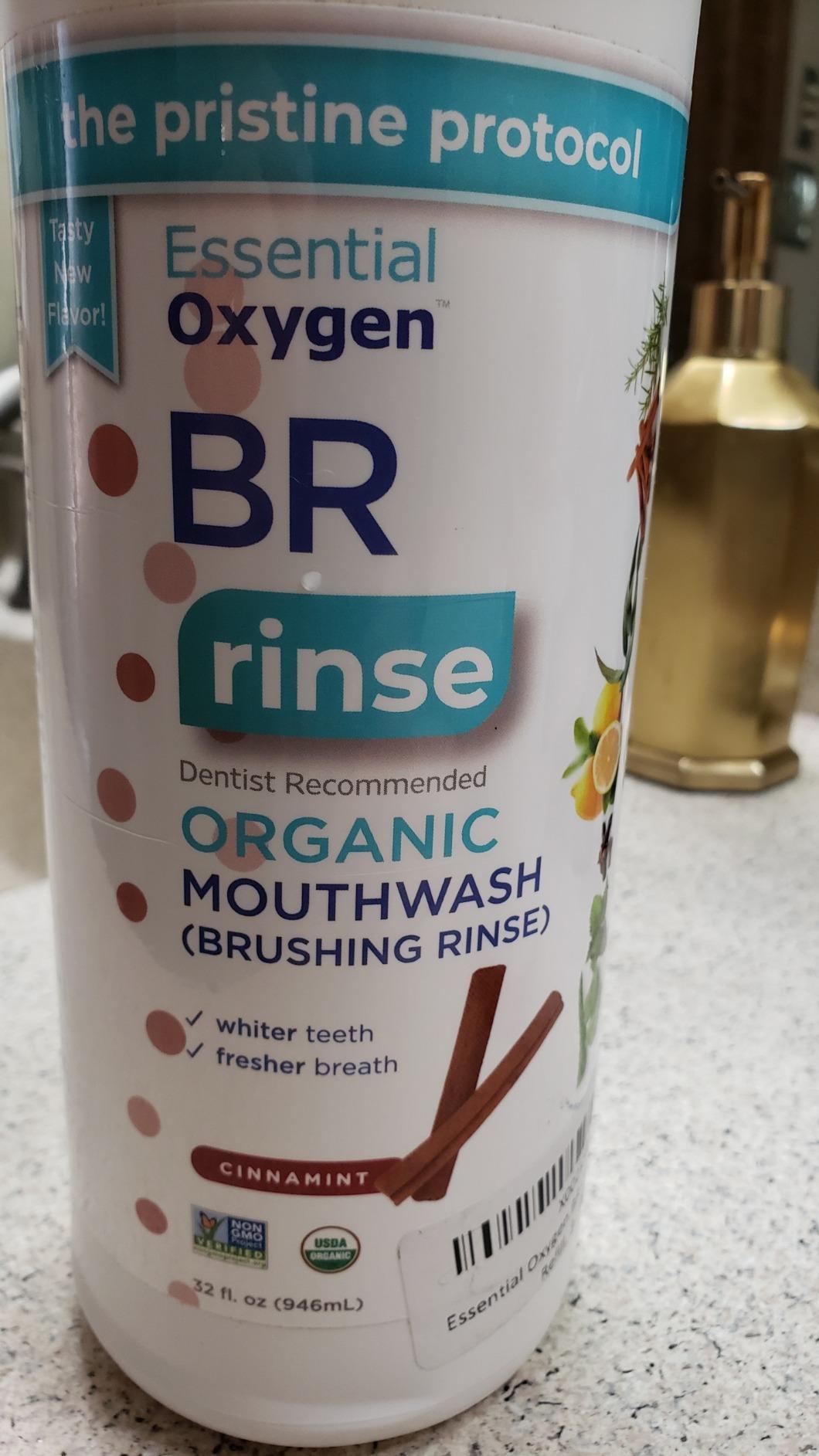 Essential Oxygen Certified BR Organic Brushing Rinse, All Natural Mouthwash for Whiter Teeth, Fresher Breath, and Happier Gums, Alcohol-Free Oral Care, Wintergreen, 16 Ounce - Customer Photo 2