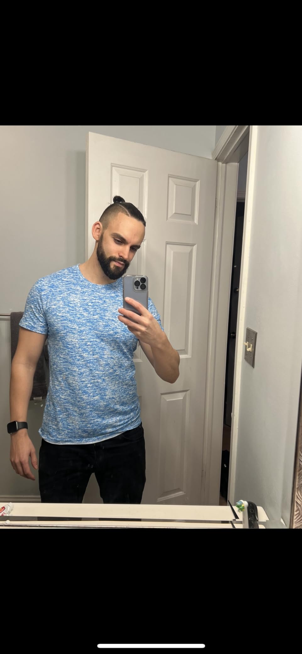 KUYIGO Mens Cool Dry Athletic Long Sleeve Baselayer Workout T-Shirt Tops XX-Large Black - Customer Photo 1