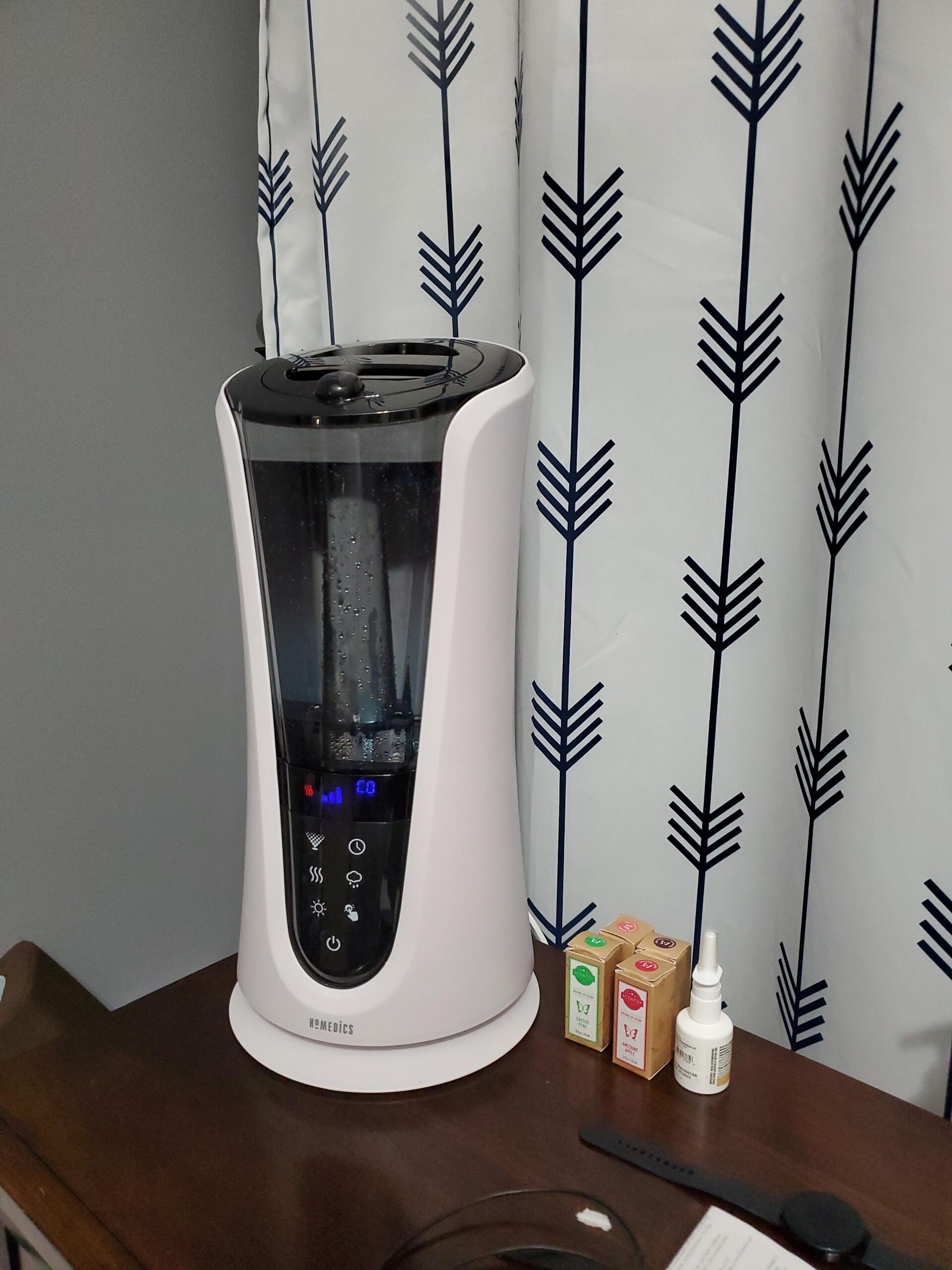 Homedics Ultrasonic Humidifier – Large Deluxe Air Humidifiers for Bedroom, Plants, Office – Cool and Warm Mist Humidifiers, Essential Oil Pads and Built-In Timer, 5 Mist Settings, White and Black - Customer Photo 1