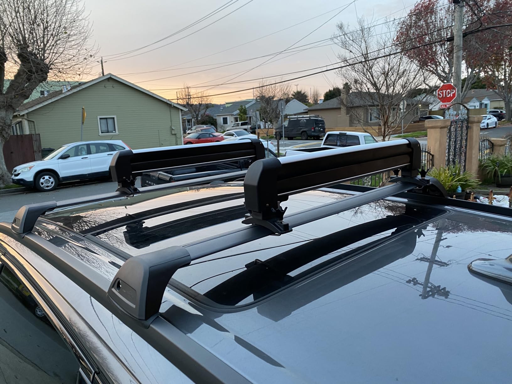 Leader Accessories Car Ski Snowboard & Fishing Pole Rod Roof Racks, 2 PCS Universal Ski Roof Rack Carriers Snowboard Top Holder, Lockable Fit Most Vehicles Equipped Cross Bars - Deluxe - Customer Photo 2