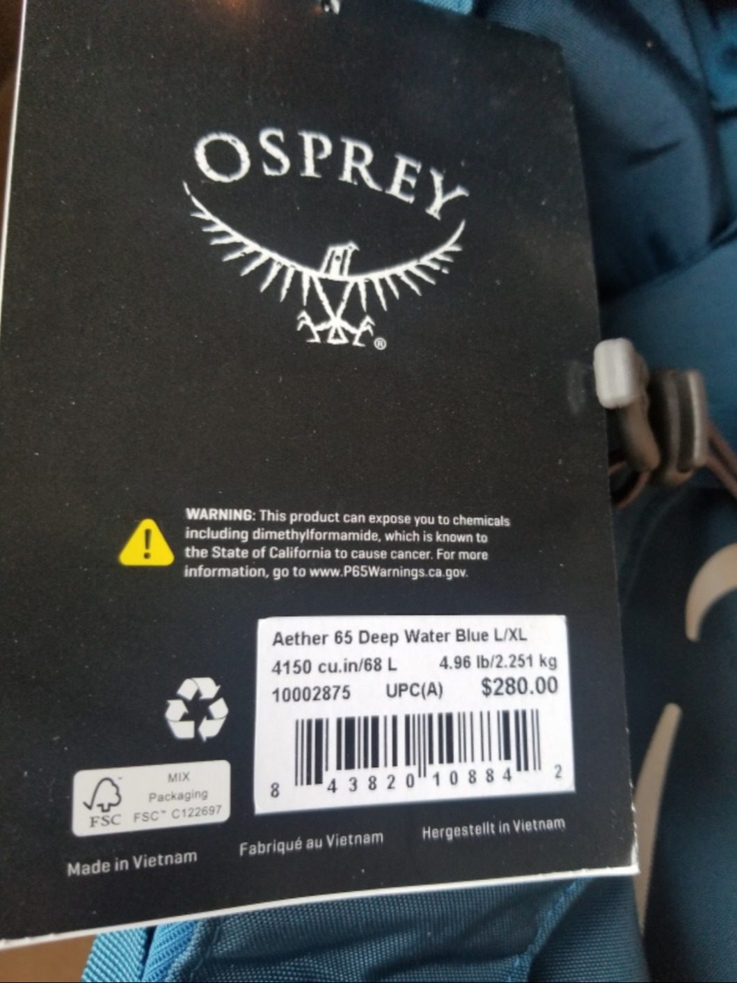 Osprey Aether 65L Men's Backpacking Backpack, Black, L/XL - Customer Photo 4