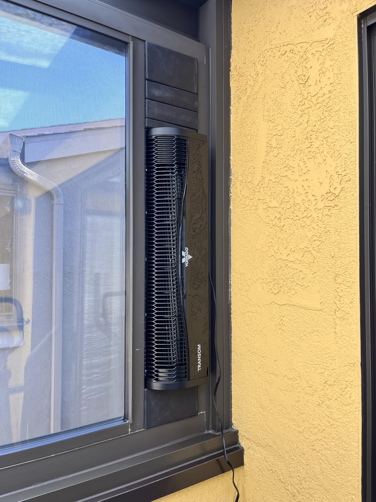 Vornado TRANSOM Window Fan with 4 Speeds, Remote Control, Reversible Exhaust Mode, Weather Resistant Case, Whole Room, Ice White - Customer Photo 2