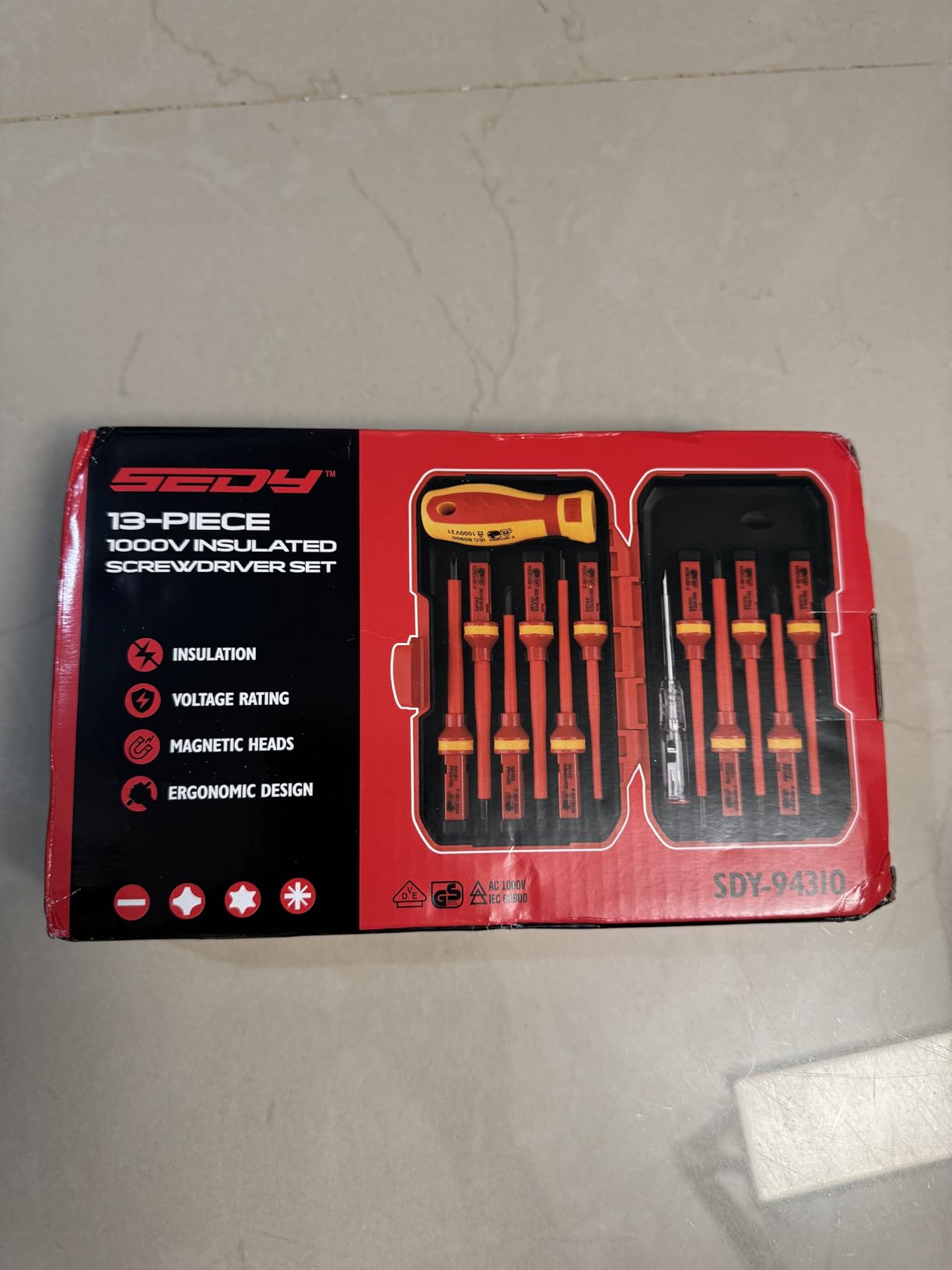 1000V Insulated Electrician Screwdriver Set - 13-Piece Professional Electrical Screwdriver Set Insulation Handle CRV Steel Magnetic Phillips Slotted Pozi Torx Tips VDE & GS Certified - Customer Photo 1