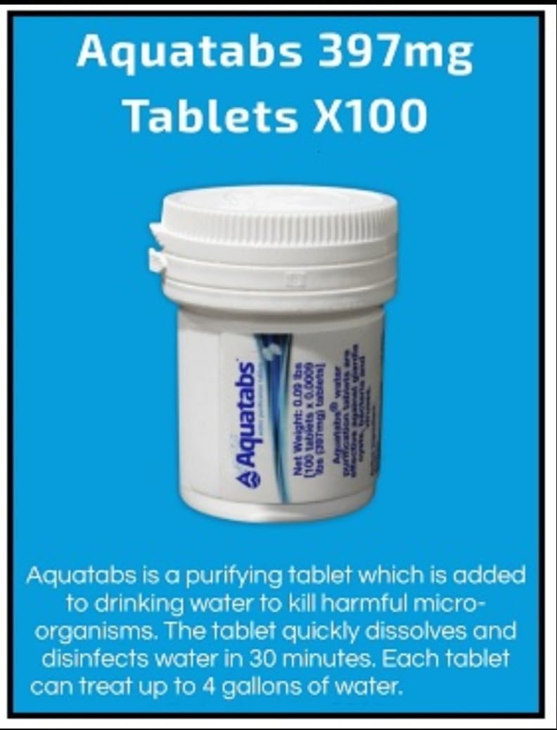Aquatabs 397mg Water Purification Tablets (100 Pack). Water Filtration System for, Camping, Boating, Emergencies, Survival, RVs, and Marine-Use. Easy to Use Treatment and Disinfection. - Customer Photo 2