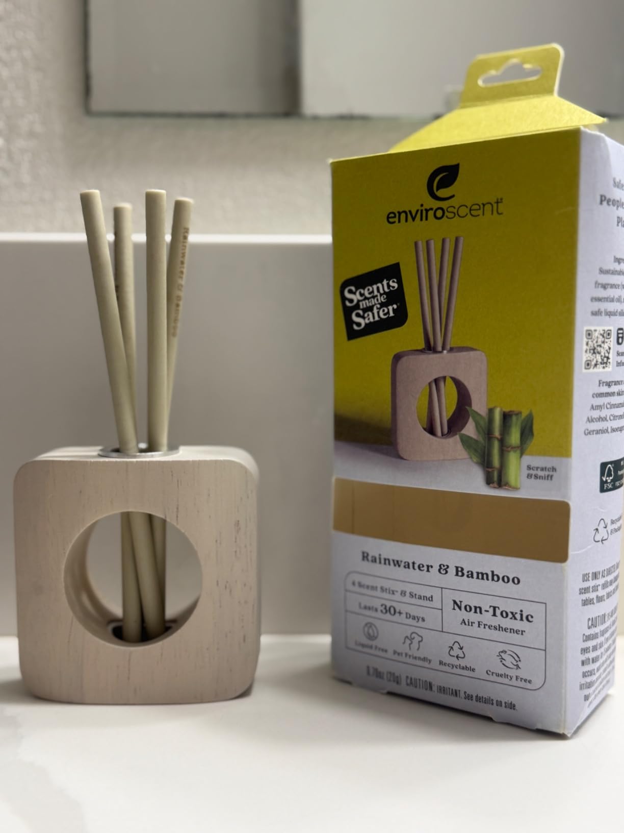 Enviroscent Non-Toxic Air Freshener for Home | Liquid Free Diffuser | Home Fragrance Lasts Over 30 Days | Kit includes 1 Mango Wood Stand & 1 Scent Stix Refill (Spring Water & Lotus) - Customer Photo 4