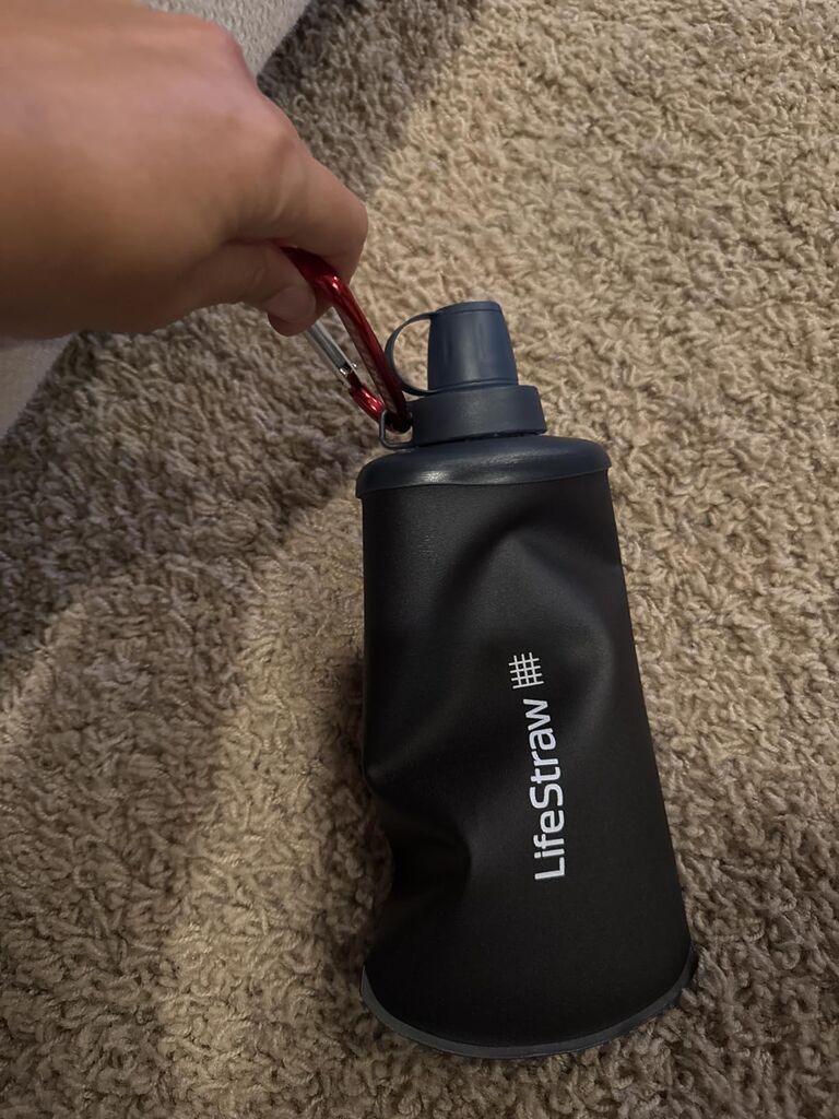 LifeStraw Peak Series - Collapsible Squeeze Bottle Water Filter System - 1L for Trail Running, Camping, Hiking, Travel, Cycling, and Fishing; Mountain Blue Customer Review LifeStraw Peak Series - Collapsible Squeeze Bottle Water Filter System - 1L for Trail Running, Camping, Hiking, Travel, Cycling, and Fishing; Mountain Blue - Customer Photo 1