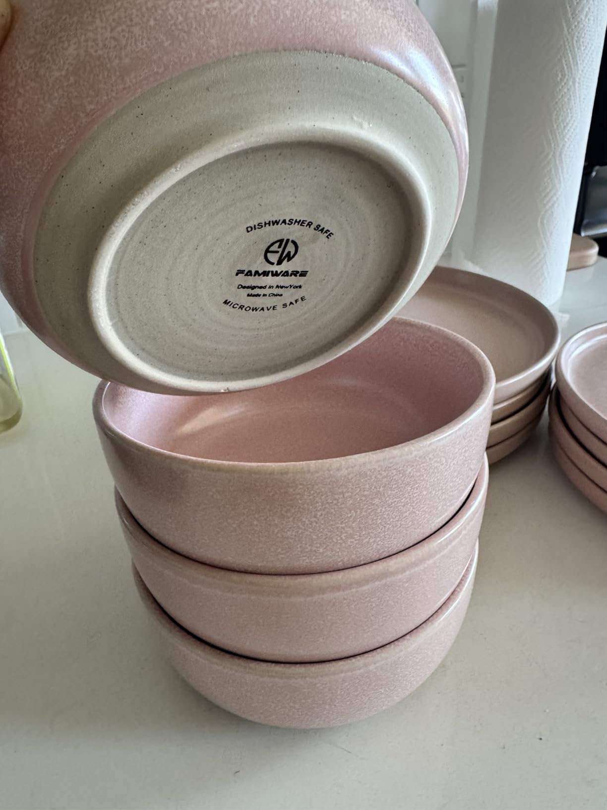 Famiware Milkyway Plates and Bowls Set, 12 Pieces Dinnerware Sets, Dishes Set for 4, White - Customer Photo 3