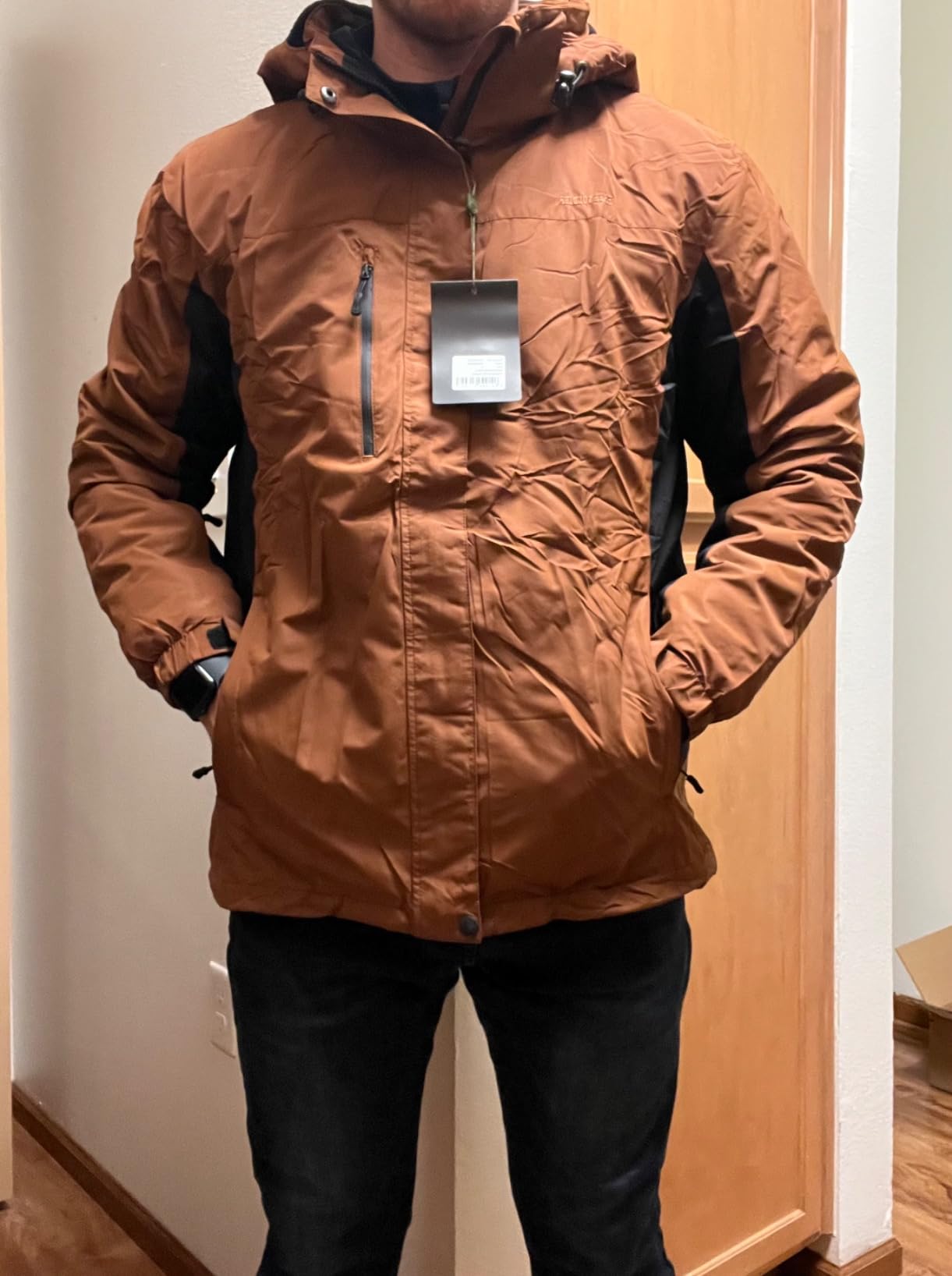 FREE SOLDIER Men's Waterproof Ski Jacket Fleece Lined Warm Winter Snow Coat with Hood Fully Taped Seams - Customer Photo 2
