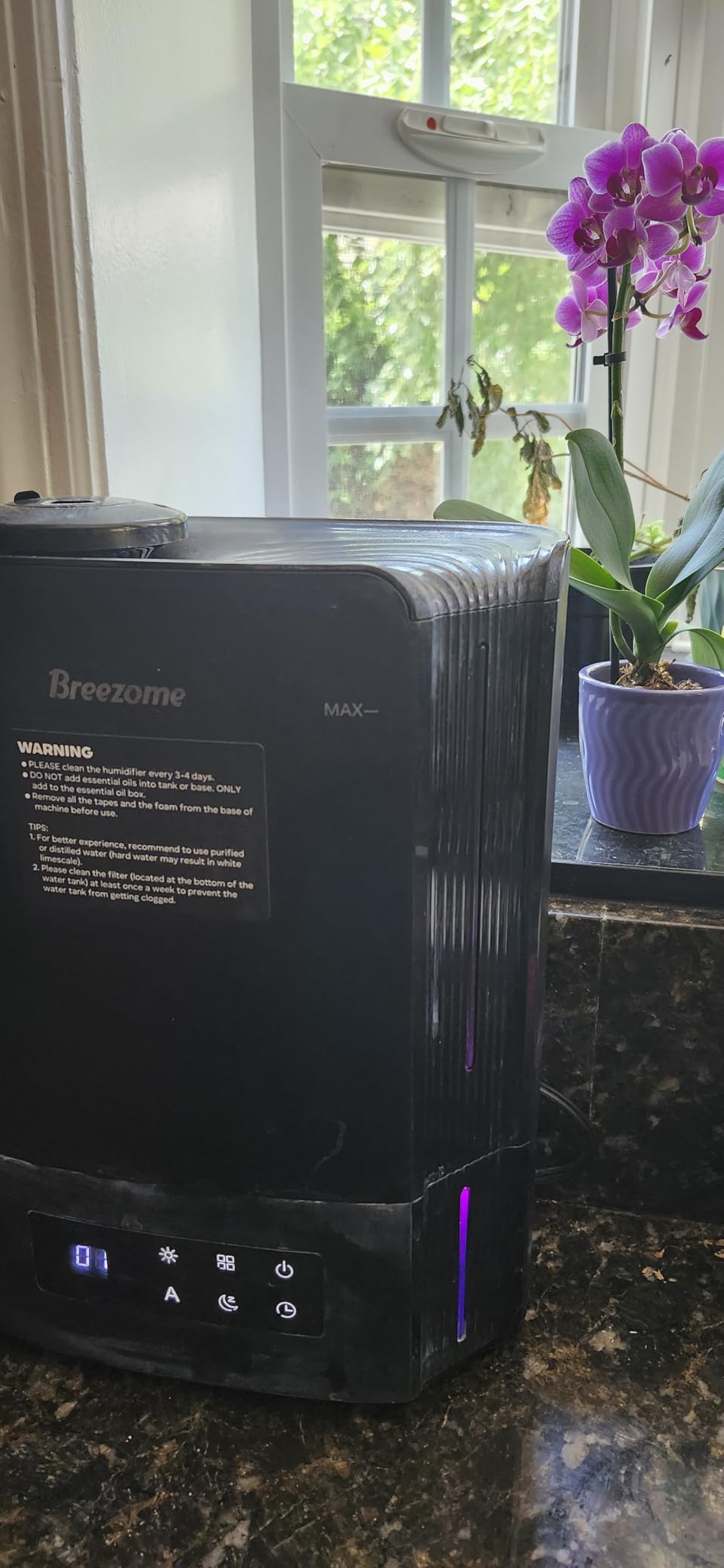 BREEZOME 6L Humidifiers for Bedroom Large Room & Essential Oil Diffuser, Ultrasonic Top Fill Cool Mist Humidifiers for Baby, Plants, Nursery Last up to 60 Hours, Smart Humidistat Control, Quiet, Black - Customer Photo 4