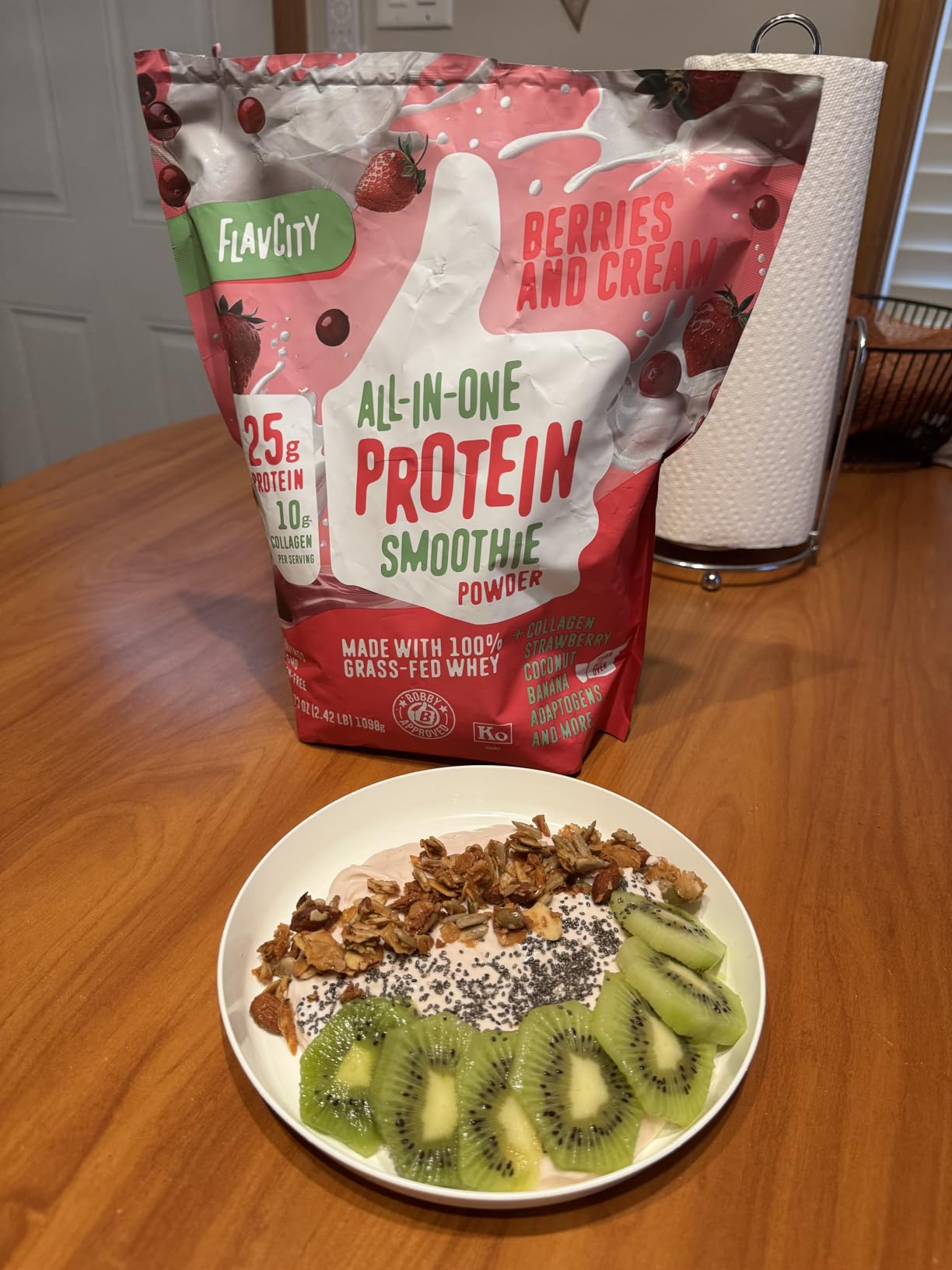 FlavCity Grass Fed Whey Protein Powder - Vanilla Smoothie - 25g Protein & 10g Collagen - Made with Real Vanilla Bean & Organic Coconut Milk - Gluten Free & No Added Sugars (20 Servings) - Customer Photo 1