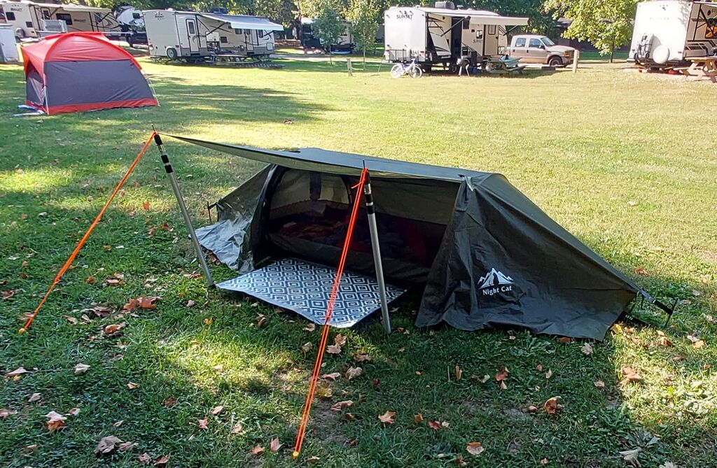Night Cat Flat Lay Hammock Tent with Mosquito Net Waterproof Rainfly Storage Room for 1 Person Backpacking Hiking Camping Lightweight 330LBS 87x28x19in - Customer Photo 1