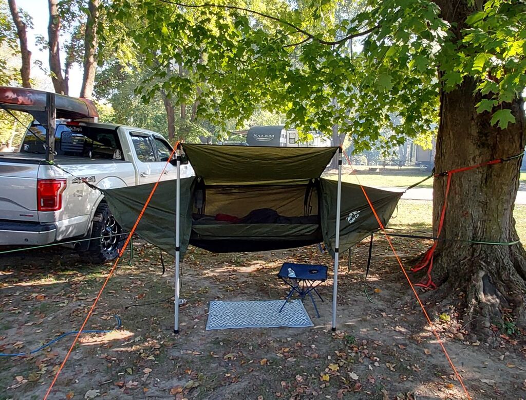 Night Cat Flat Lay Hammock Tent with Mosquito Net Waterproof Rainfly Storage Room for 1 Person Backpacking Hiking Camping Lightweight 330LBS 87x28x19in - Customer Photo 2