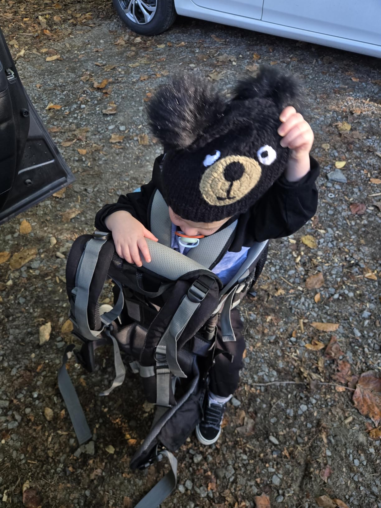 besrey Baby Backpack Carrier, Toddler Hiking Backpack with Safety 3-Height Seat, Adjustable Straps&Waist Belt, Foldable Frame Lightweight Large Capacity Child Carrier for Hiking (Black) - Customer Photo 4