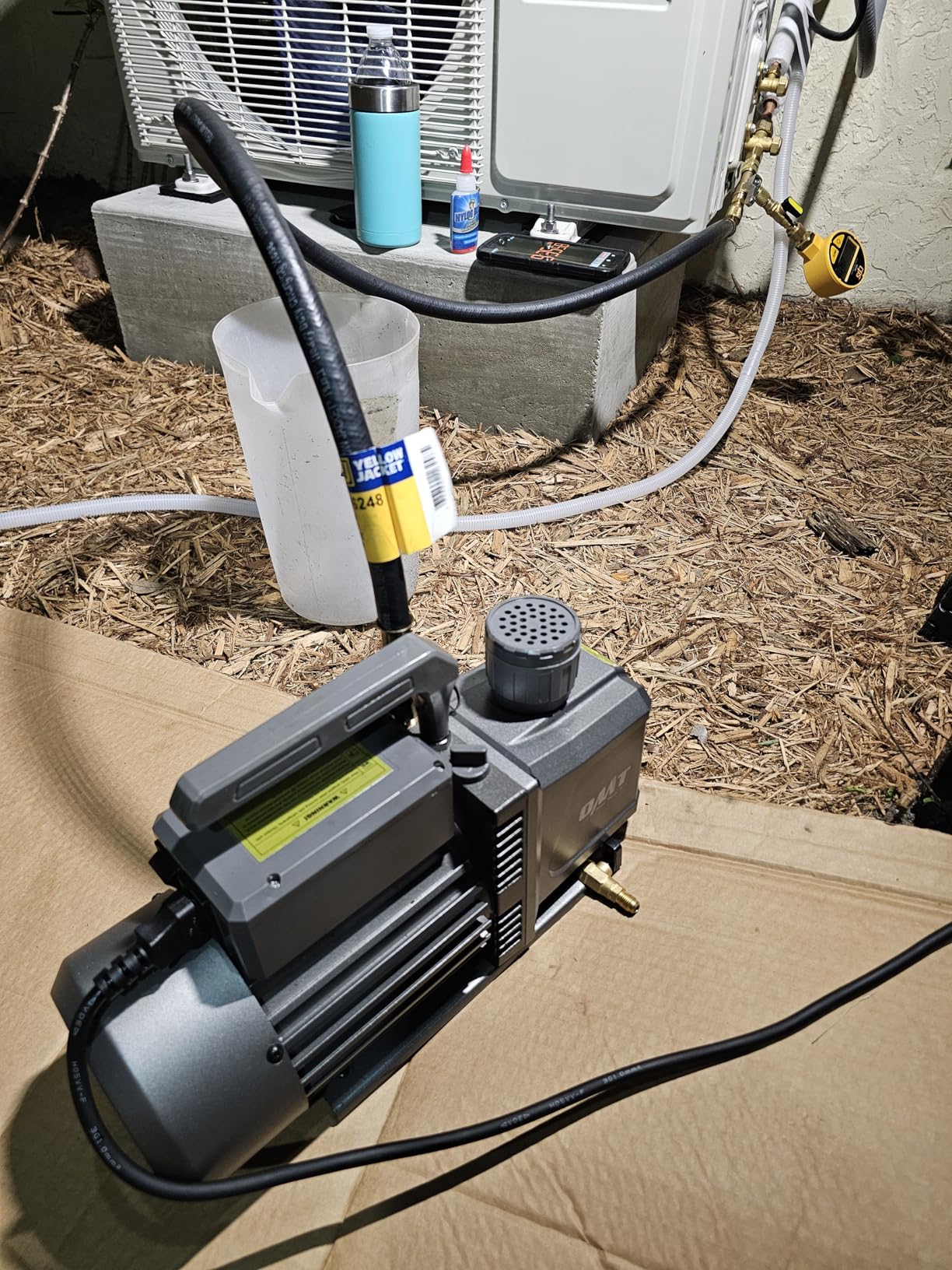 Orion Motor Tech 2 Stage Vacuum Pump, 9 cfm 3/4 hp HVAC Rotary Vane Vacuum Pump with 1.5 Micron Ultimate Vacuum, Two Stage Air Vacuum Pump for R22 R134a R410a HVAC Servicing - Customer Photo 1