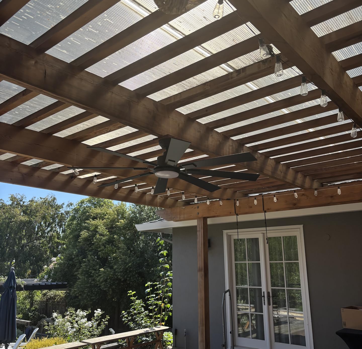 ZMISHIBO 72 inch Large Ceiling Fans with Lights and Remote, Indoor/Outdoor Black Modern Ceiling Fan for Kitchen Living Room Patio, 6 Speed Reversible Quiet DC Motor, 3 CCT, Dual Finish 8 Blades - Customer Photo 1