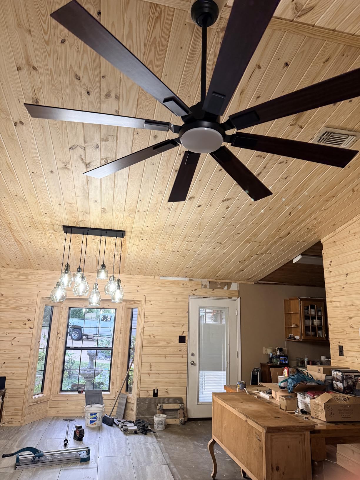 ZMISHIBO 72 inch Large Ceiling Fans with Lights and Remote, Indoor/Outdoor Black Modern Ceiling Fan for Kitchen Living Room Patio, 6 Speed Reversible Quiet DC Motor, 3 CCT, Dual Finish 8 Blades - Customer Photo 3