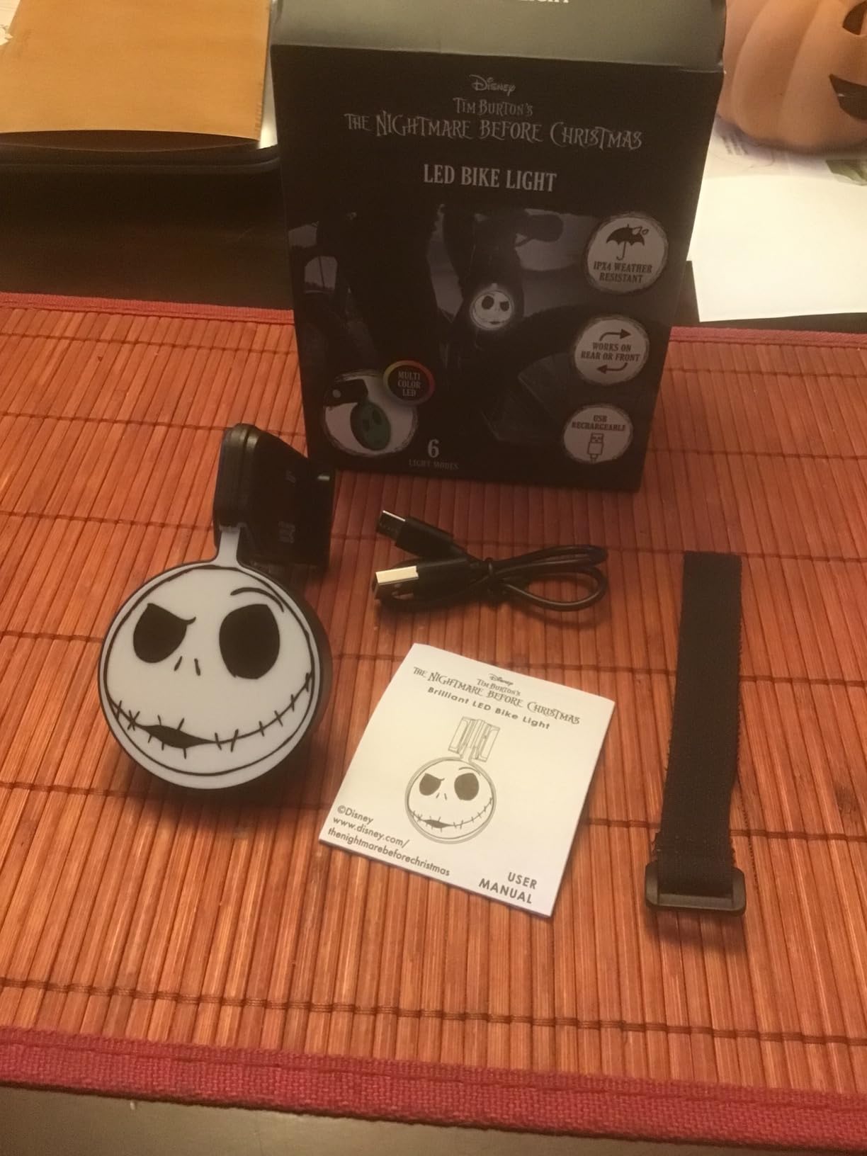 Disney Tim Burton's The Nightmare Before Christmas LED Bike Light – IPX4 Water Resistant Bike/Scooter Light with Multiple LED Light Settings- Jack Skellington| Disney Bicycle Accessories - Customer Photo 5