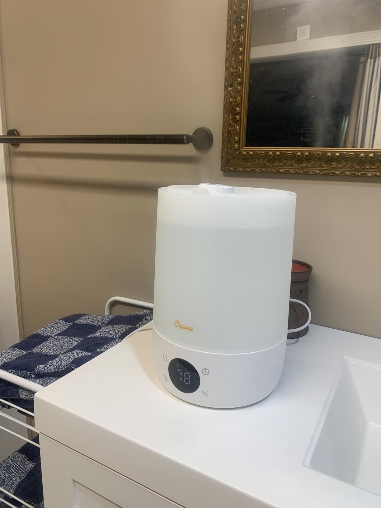 Crane Ultra-Quiet 3-in-1 Humidifier for Baby with Essential Oil Tray, 7-Color Sleep Light, 1 Gallon Top-Fill Tank, Ideal for Bedroom - Customer Photo 2