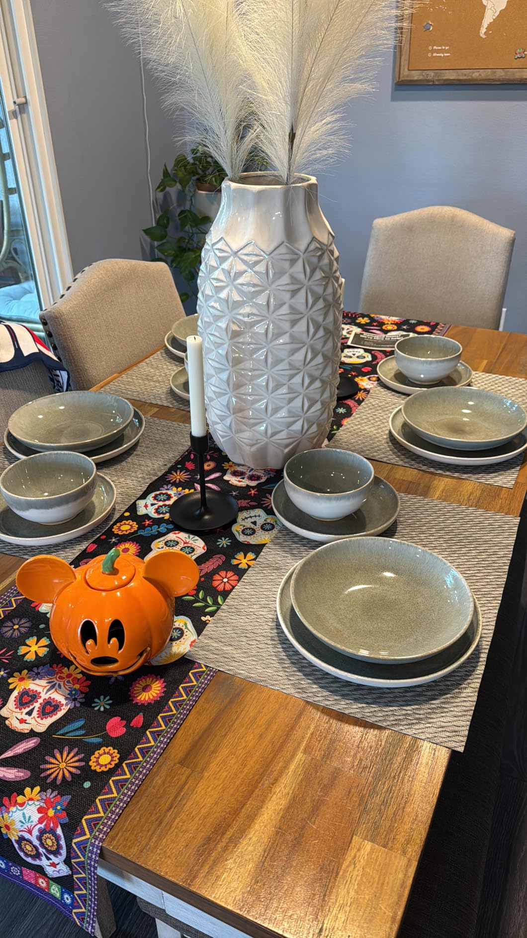 Stoneware Dinnerware Sets Service for 4, 12 pcs Reactive Glaze Plates and Bowls Sets, Handmade Ceramic Dish Set, Highly Chip and Crack Resistant Modern Plate Set, Brown Green - Customer Photo 4