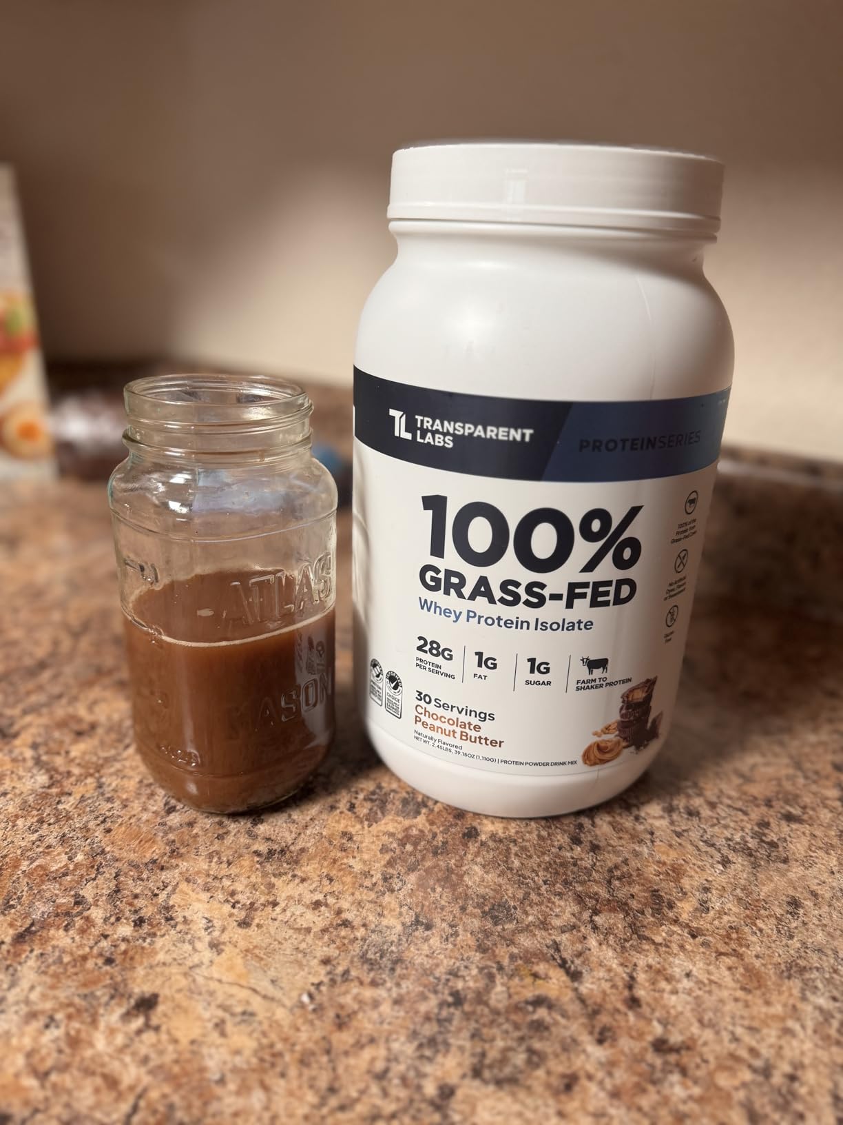 Transparent Labs Grass-Fed Whey Protein Isolate - Naturally Flavored, Gluten Free Whey Protein Powder with 28g of Protein per Serving & 9 Amino Acids - 30 Servings, Milk Chocolate - Customer Photo 1