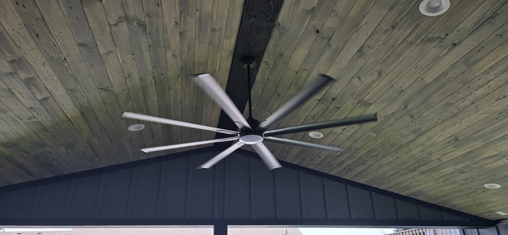 72 lnch lndustrial Celing Fan with Light and Remote Control,Large Celing Fan with 8 Black Aluminum Blades,6 Speed Noiseless DC Motor,Wet Rated Indoor Outdoor Ceiling Fans for Patio,Garage,exterior - Customer Photo 4