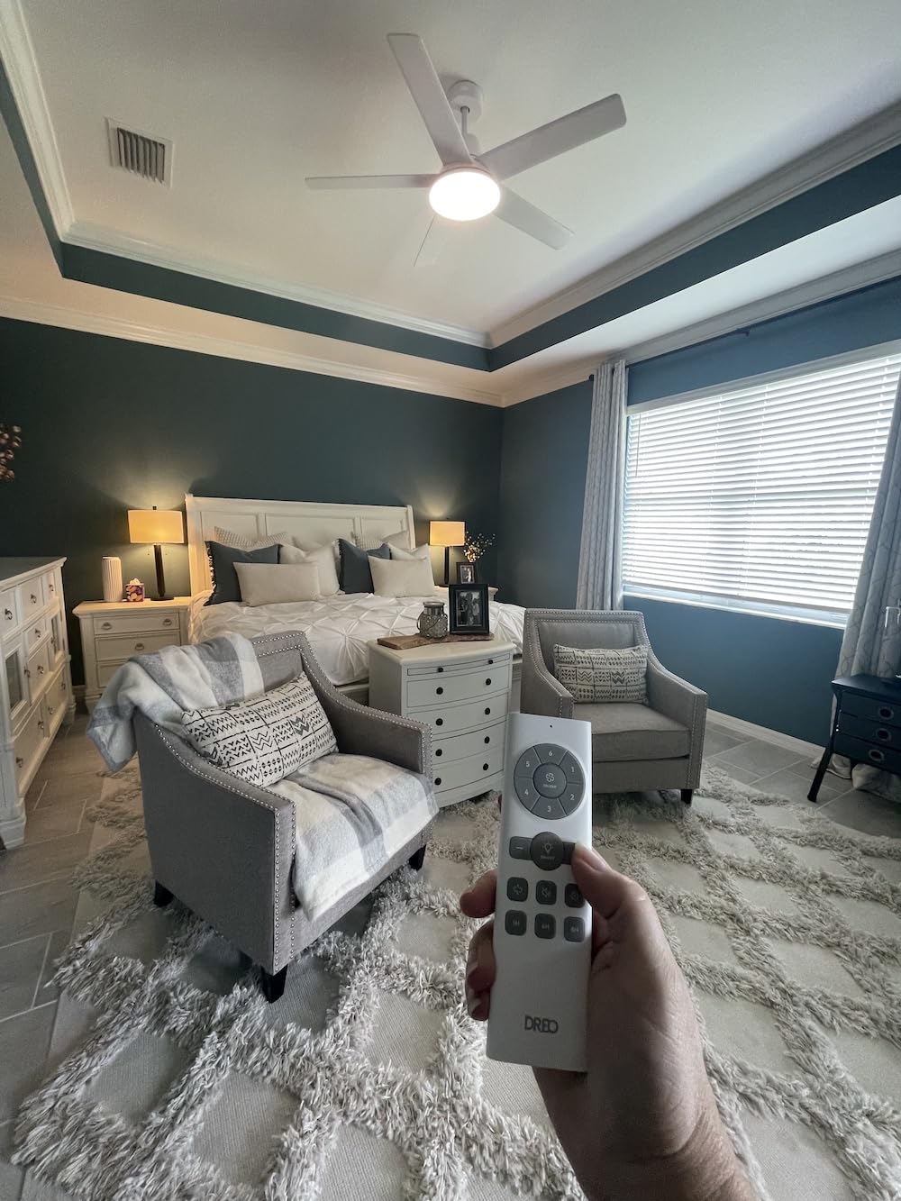 Dreo Smart Ceiling Fan with Lights, 52 Inch, 12 Speeds & 3 Fan Modes, Stepless Color Tones, Dimmable LED Light, 12H Timer, Quiet DC Motor, Remote/APP/Alexa Control, White Ceiling Fans Indoor - Customer Photo 1