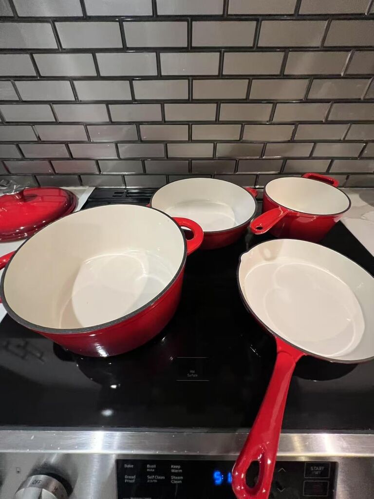 Kitchen Academy Red Enameled Cast Iron Cookware Sets, 7Pcs | Healthy Pots and Pans Set Non Toxic, Induction Dutch Oven Set, PFOA & PFAS Free customer photo 2