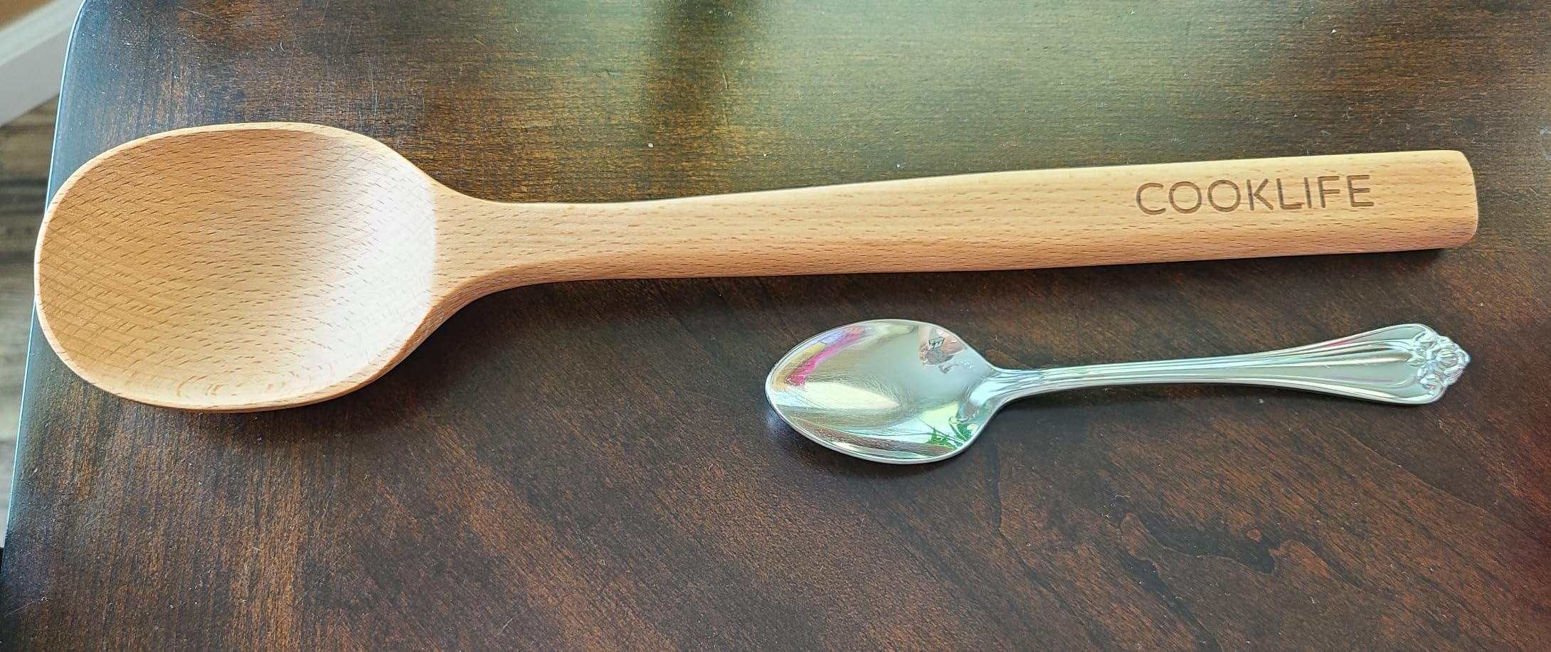 COOKLIFE Beech Wooden Spoons for Cooking - Large Smooth Finish Natural Beech Cooking Spoons - Durable Wooden Cooking Utensil - Customer Photo 3