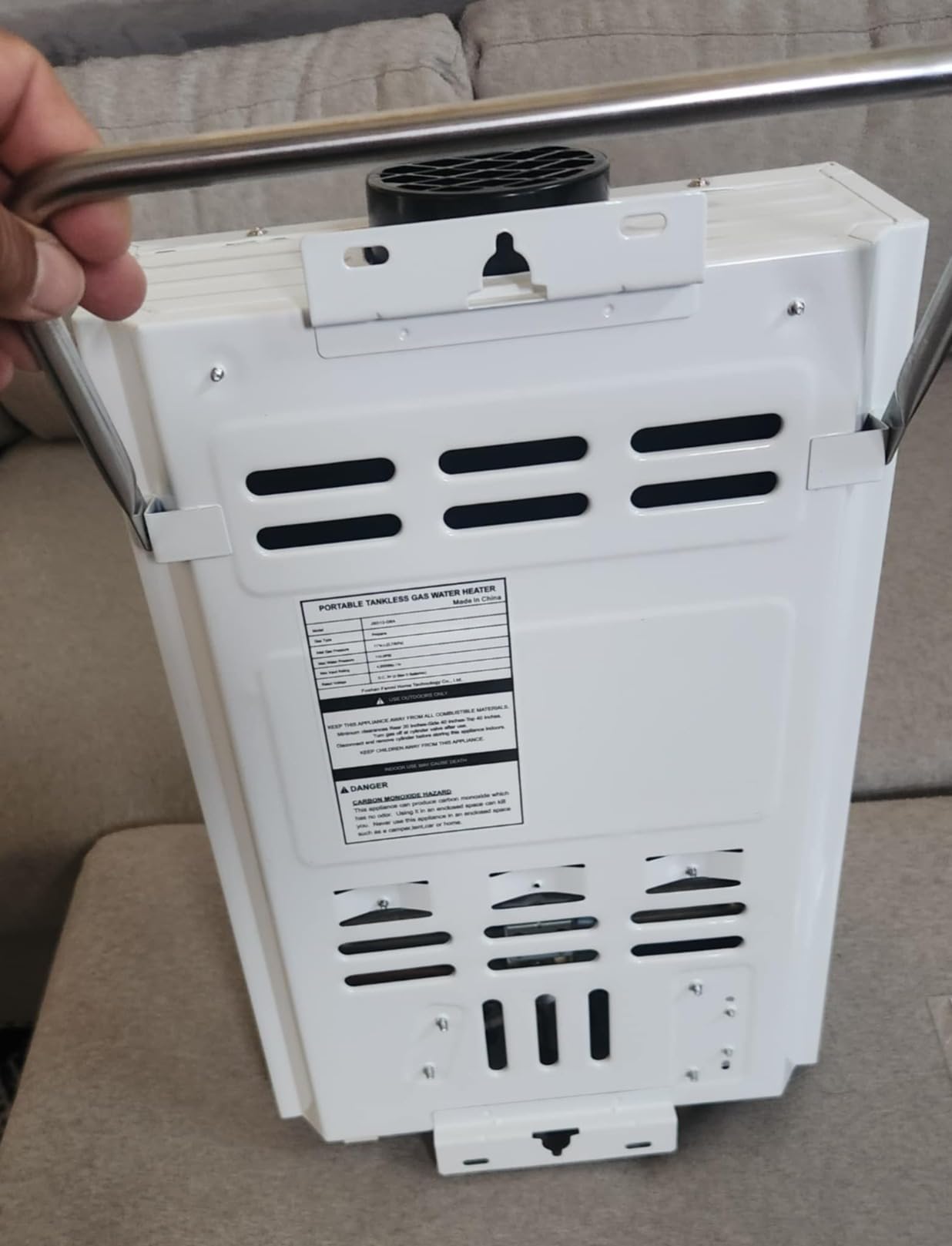 Outdoor Propane Tankless Water Heater - 6L 1.58 GPM Portable Gas Water Heater with Handle & Overheating Protection, Instant Hot Water for RV Cabin Camping Boat Barn - Customer Photo 1