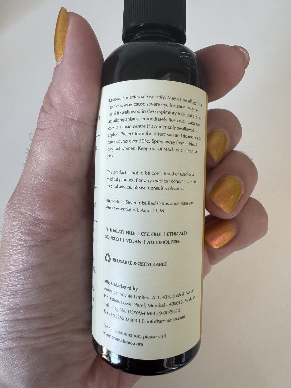 Neroli Room, Linen & Pillow Spray by Aromafume | 100ml / 3.38 fl oz | with Pure Neroli Essential Oil | Aromatherapy Spray for Upliftment, Positivity | Mist for Bedding, Fabrics | Air Freshener - Customer Photo 3