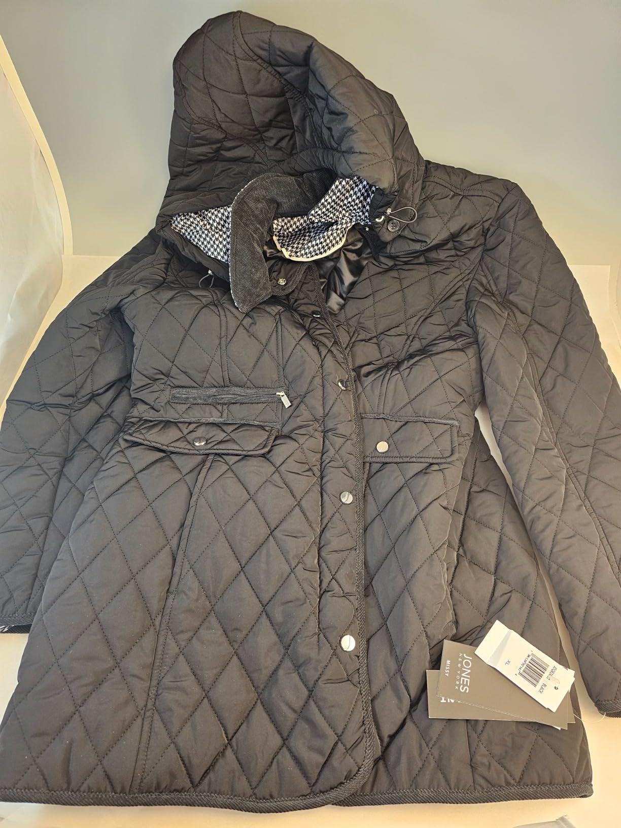 Jones NY Mid-Length Womens Quilted Jacket with Pockets - Winter Coats for Women, Black - Customer Photo 3