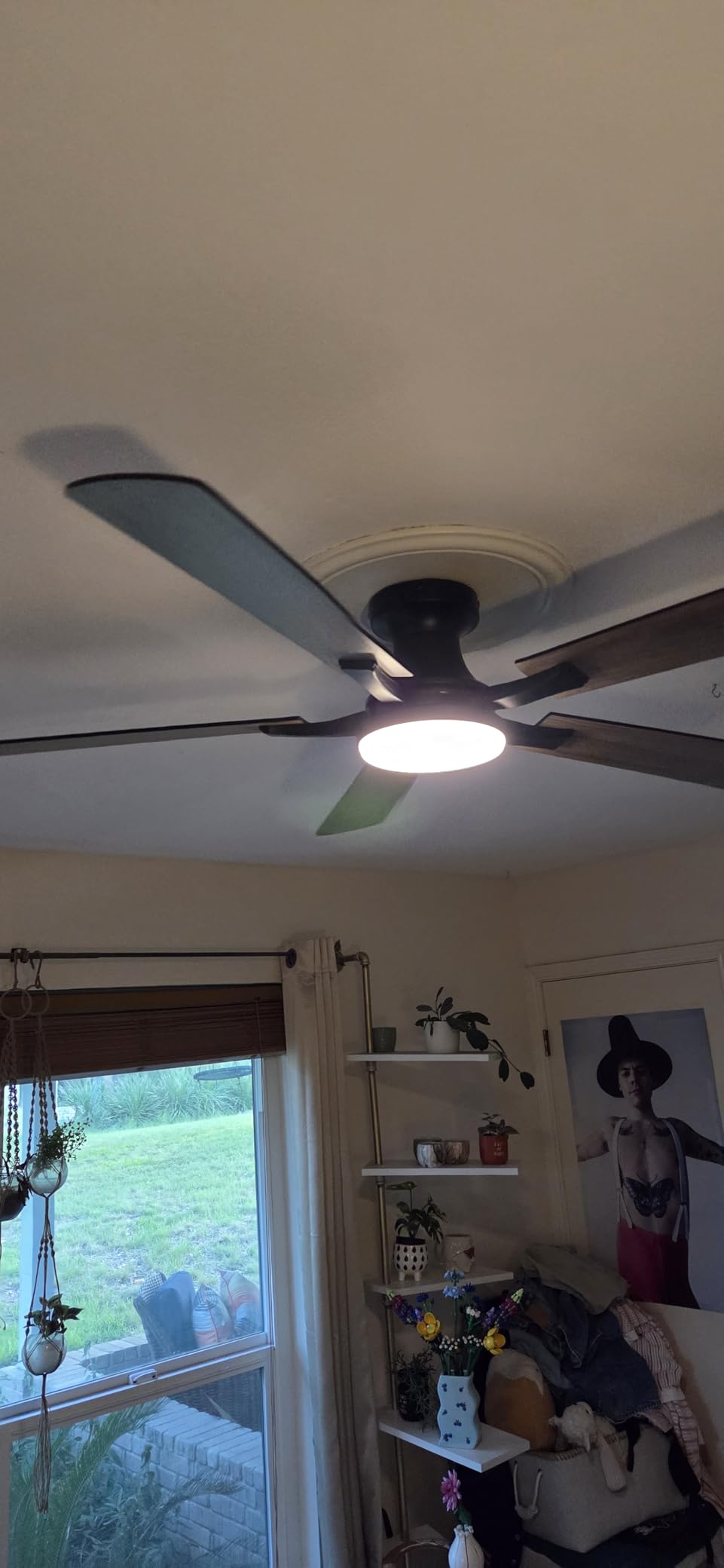 ZMISHIBO 52 Inch Ceiling Fan with Light, App&Remote Control, Flush Mount Low Profile, Dimmable 20W LED Light, Quiet Reversible Motor for Bedroom, Living Room, Apartment, Black - Customer Photo 3