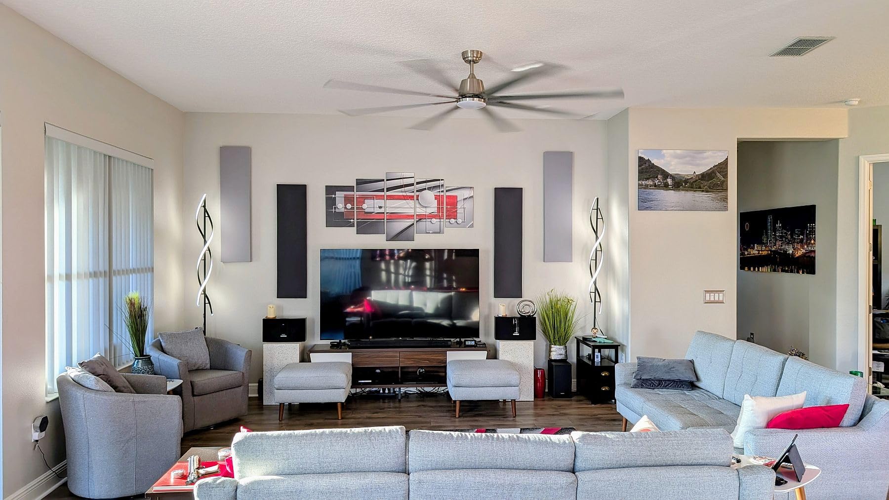 72 lnch lndustrial Smart Celing Fan with Light and Remote Control via WIFI Alexa,Large Celing Fan with 8 Black Aluminum Blades,6 Speed Noiseless DC Motor,Indoor Outdoor Ceiling Fans for Patio Garage - Customer Photo 1