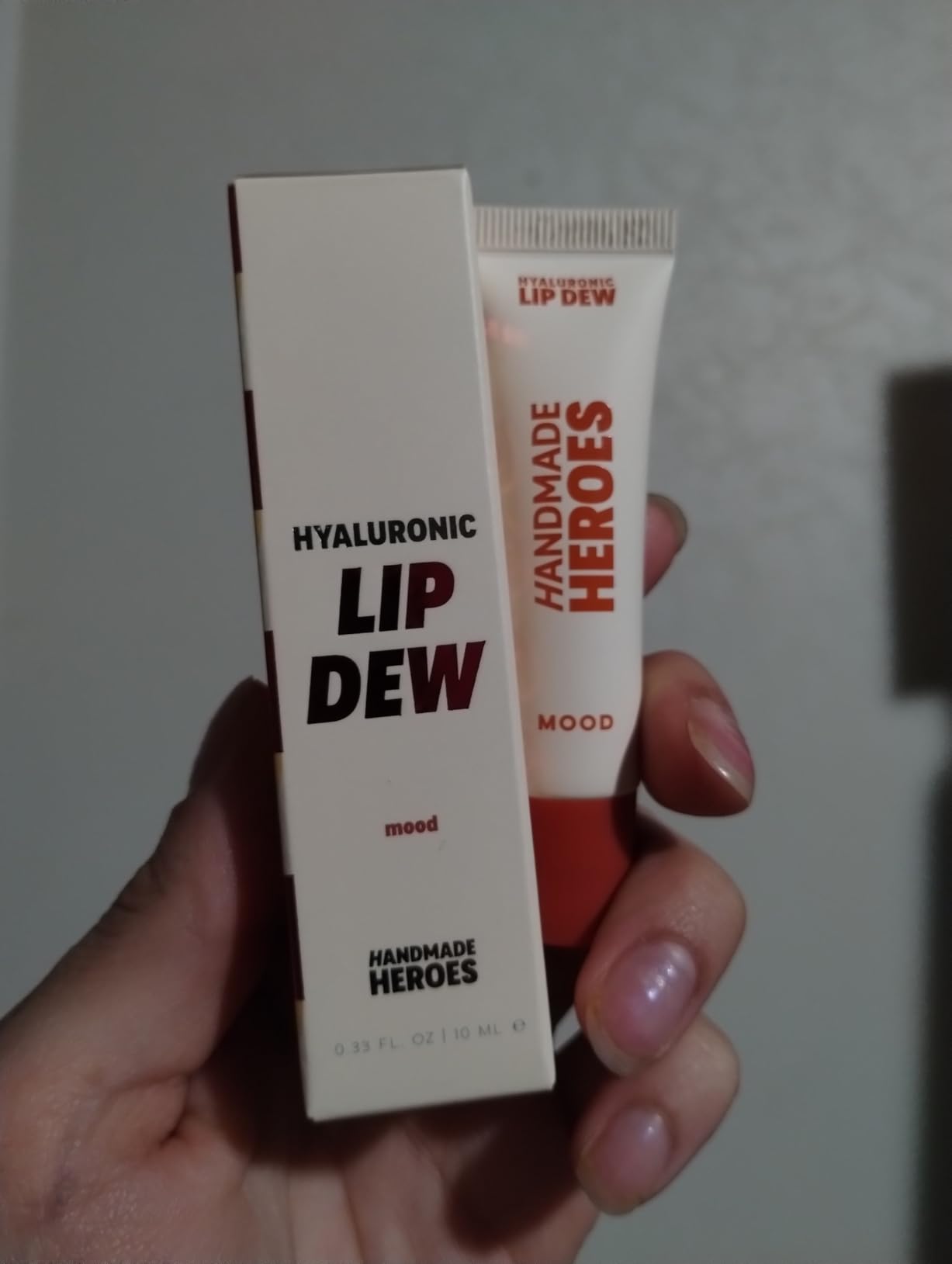 Handmade Heroes 100% Natural Vegan Tinted Lip Gloss with Hyaluronic Acid - Lightweight Moisturizing Soft Lipstick for Dry Lips - Mood (Dark Red) - Customer Photo 3