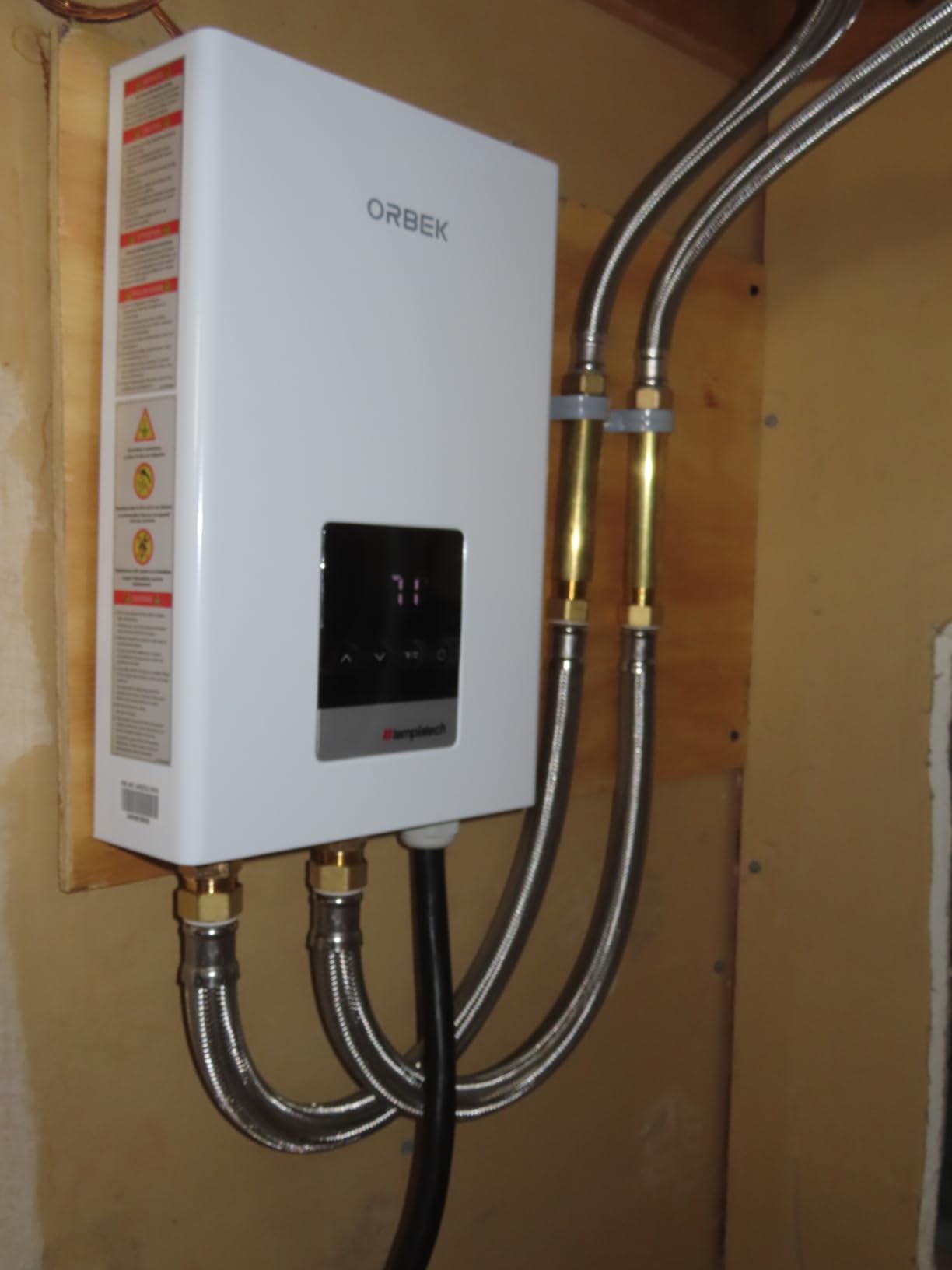 14kW Tankless Water Heater Electric, ORBEK 240 Volt On Demand Instant Hot Water Heater, with LED Digital Display, ETL Certified, Up to 3.38 GPM for 2-3 Point of Use - Customer Photo 2