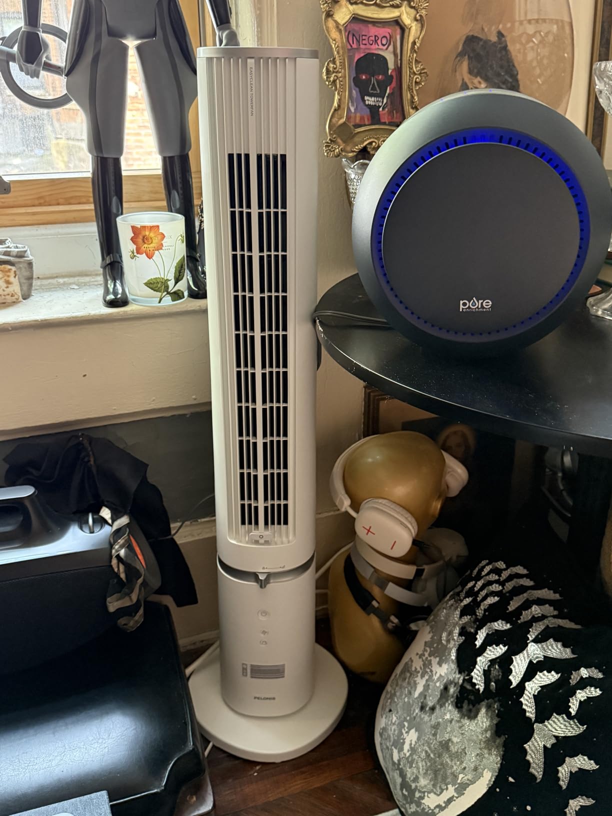 PELONIS 40 inch Bladeless Tower Fan for Bedroom, Standing Fan with Remote Control, 26ft/s, 90° Oscillation, 3 Speed Settings, 27 Db, 3 Modes, 15-Hour Timer, LED Display, Fan that Blows Cold Air, Grey - Customer Photo 2