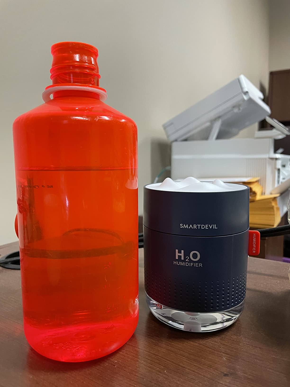 SmartDevil Portable Mini Humidifier, 500ml Desk Plant Humidifier, USB Personal for Bedroom, Office with Night Light, 2 Mist Modes, Black - Customer Photo 1