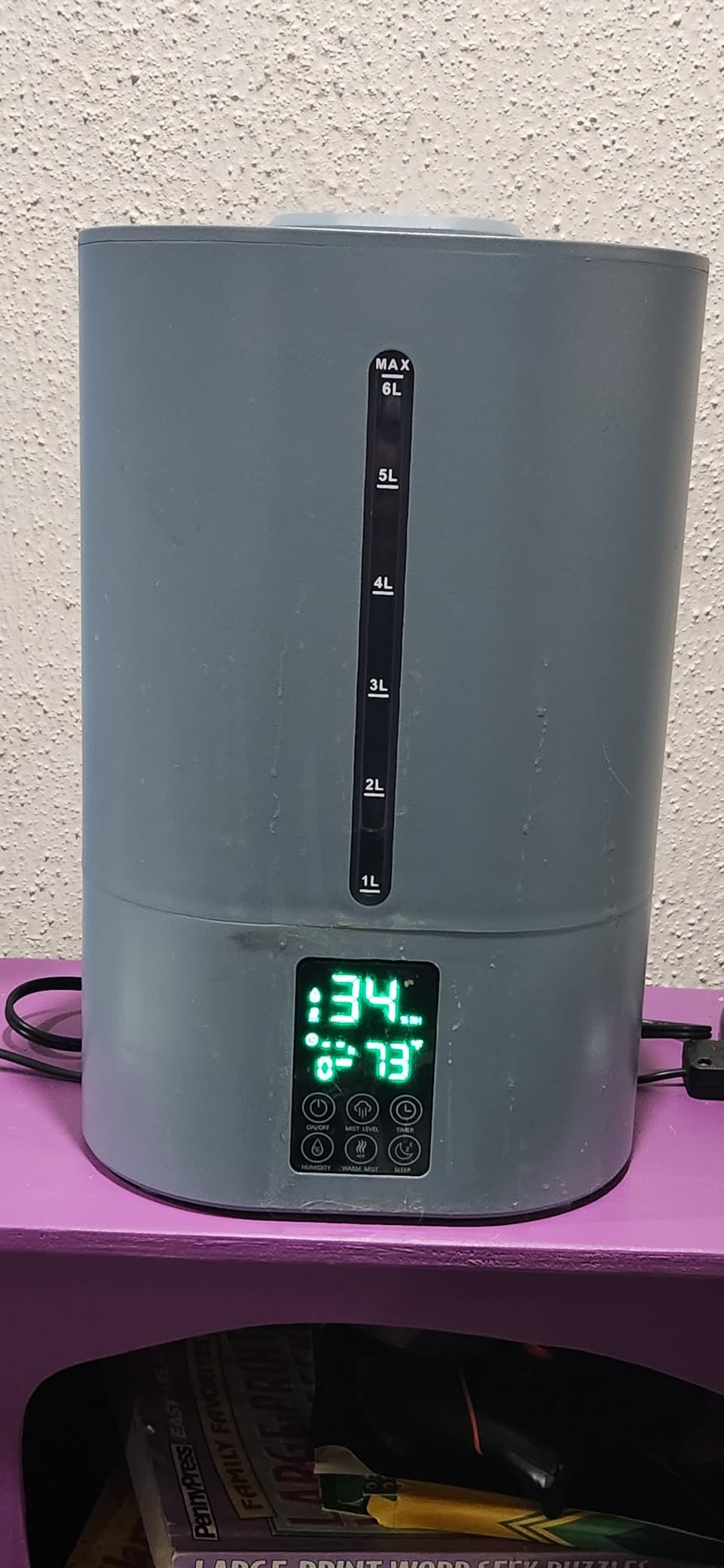 6L Humidifiers for Bedroom Large Room Home, Cool and Warm Humidifier for Plants Mist Top Fill Desk Humidifier Essential Oil Diffuser, Quiet Humidifiers with Adjustable Mist,360°Nozzle-Midnight Black - Customer Photo 3