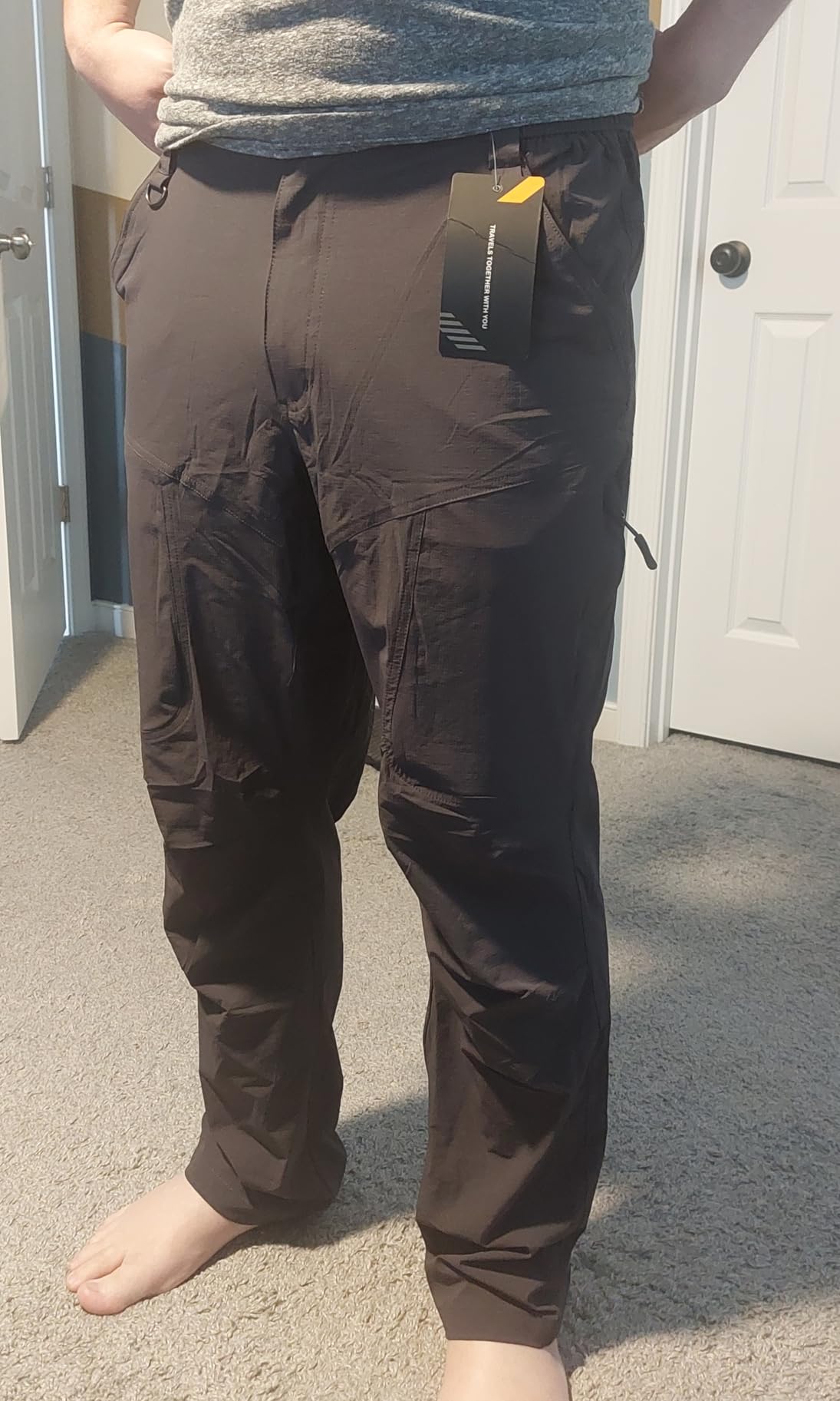 Mens Hiking Pants Lightweight Cargo Work Tactical Nylon Stretch Waterproof Quick Dry Fishing Travel Outdoor 6 Pockets - Customer Photo 2