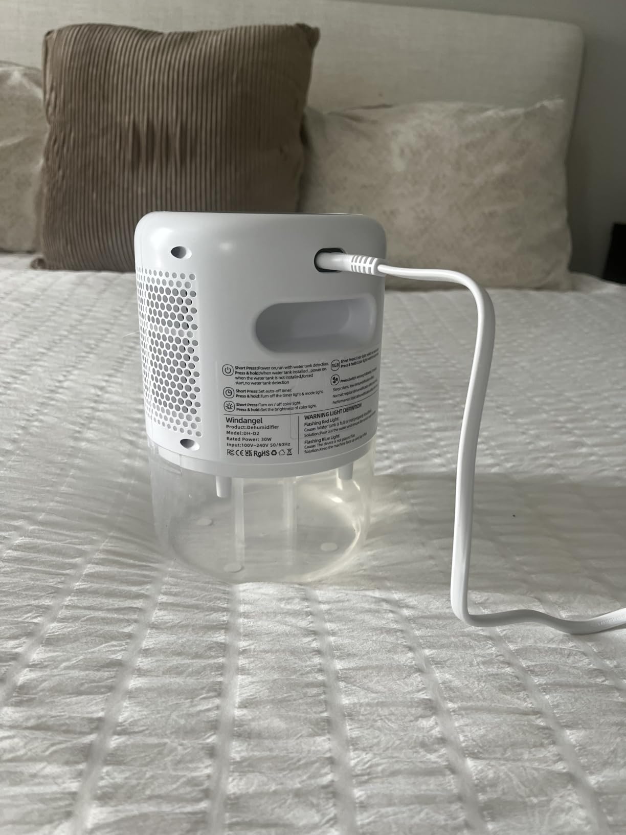 44oz(1.3L) Small Dehumidifier for Home, Auto-Off Quiet Portable Dehumidifier with 3 Modes, 10 Color Lights, 4 Timer Settings for Bedroom Bathroom Closet (215 sq.ft) - Customer Photo 1