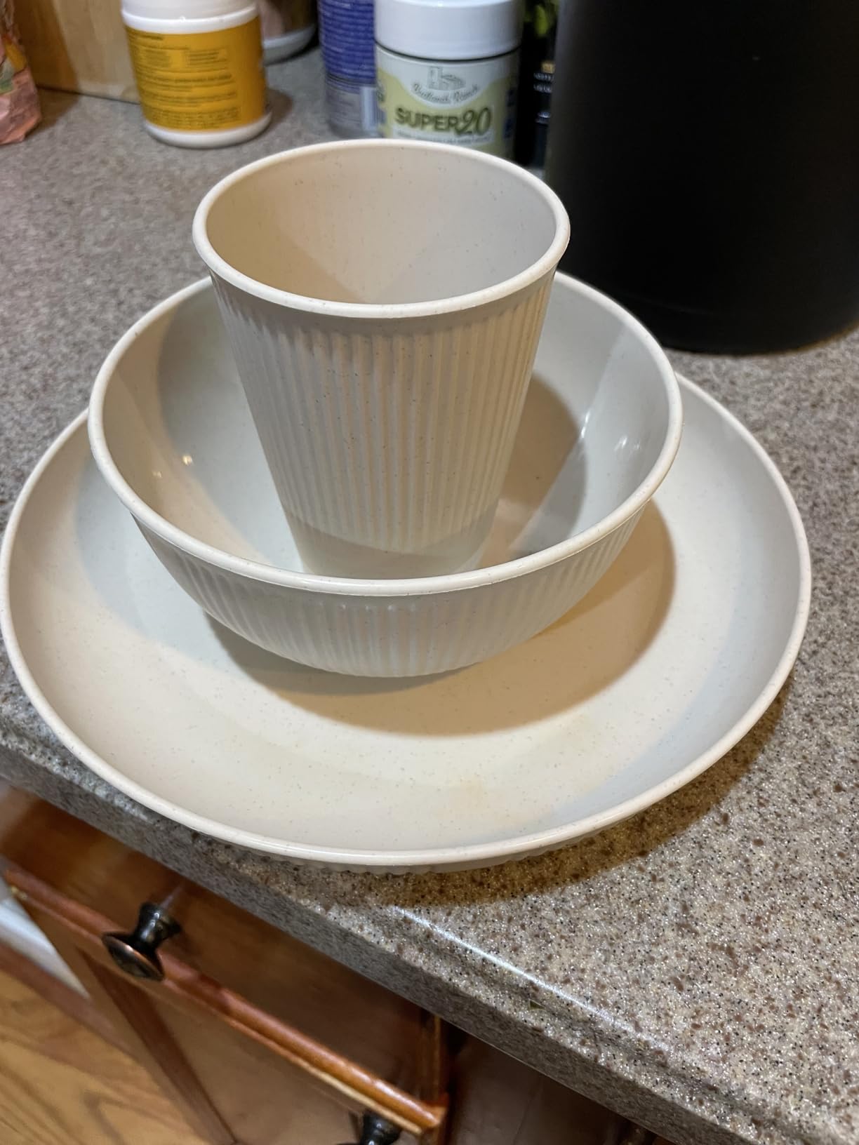 36-Piece Wheat Straw Dinnerware Sets for 6, Farielyn-X Unbreakable Reusable Set Kitchen Cups, Plates, Bowls Sets & Cultery Dishwasher Microwave Safe - Patio, Outdoors, RV, Camping Dishes - Customer Photo 3