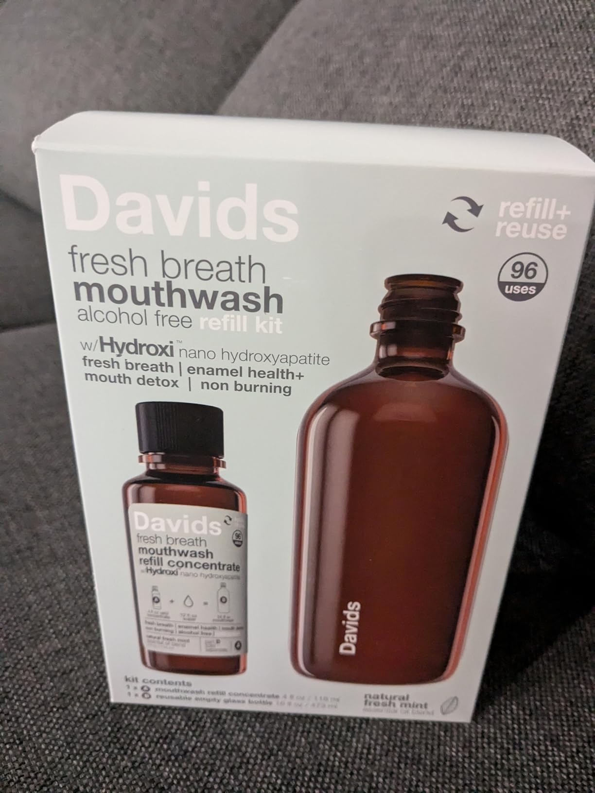 Davids Hydroxi Fresh Breath Mouthwash Starter Kit, Alcohol-Free, Fluoride-Free, Nano-Hydroxyapatite for Remineralizing & Enamel Health, Relieves Dry Mouth, Fresh Mint, 16 fl oz - Customer Photo 2