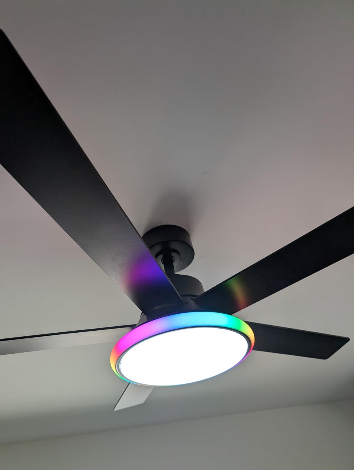 Lumary 52'' Smart Ceiling Fan with RGBAI Lights Remote, WiFi Bluetooth Low Profile Ceiling Fan with Alexa Google App, Dimmable & Color Tuning, 46 Scene, Modern Flush Mount for Bedroom Living Room - Customer Photo 2