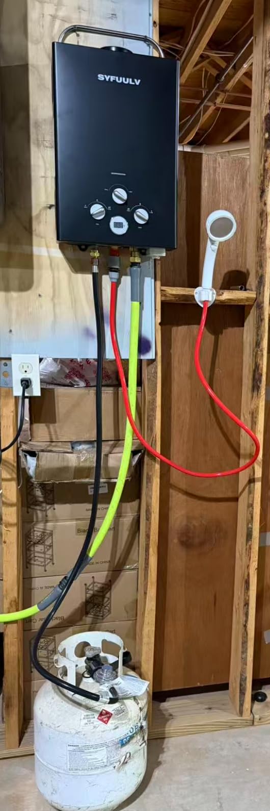 Propane Water Heater Tankless, 1.58GPM 6L Outdoor Portable Propane Gas Water Heater, Instant Hot water heater On Demand, 41,000 BTU, Overheating Protection, Camping, RV, Cabin, Barn, Black - Customer Photo 1