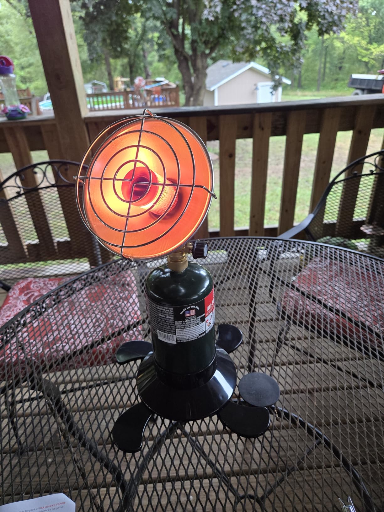 Portable Heater with Windproof USB lighter, Outdoor Space Propane Heater with Foldable Base Control Valve, Cordless Gas Tank Patio Heaters for Garage Camping Tent Hunting Fishing (Fuel Not Included) - Customer Photo 1