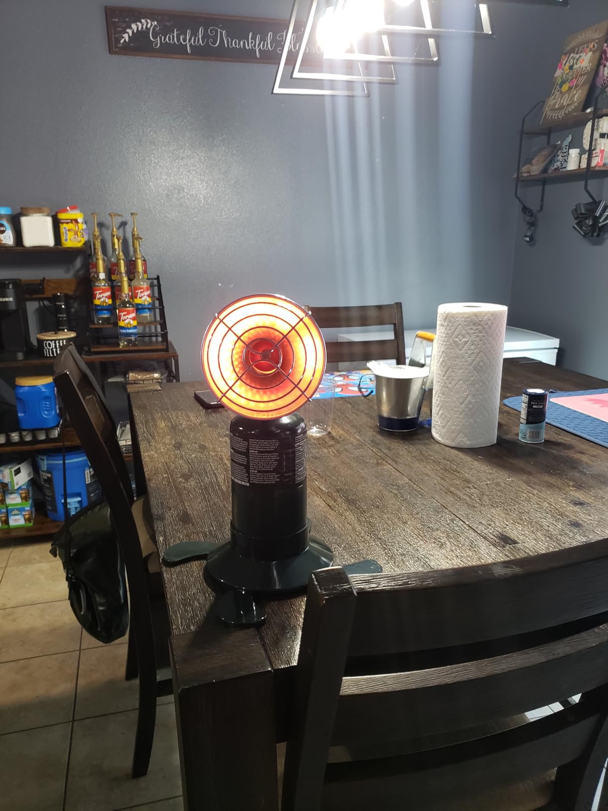 Portable Heater with Windproof USB lighter, Outdoor Space Propane Heater with Foldable Base Control Valve, Cordless Gas Tank Patio Heaters for Garage Camping Tent Hunting Fishing (Fuel Not Included) - Customer Photo 3