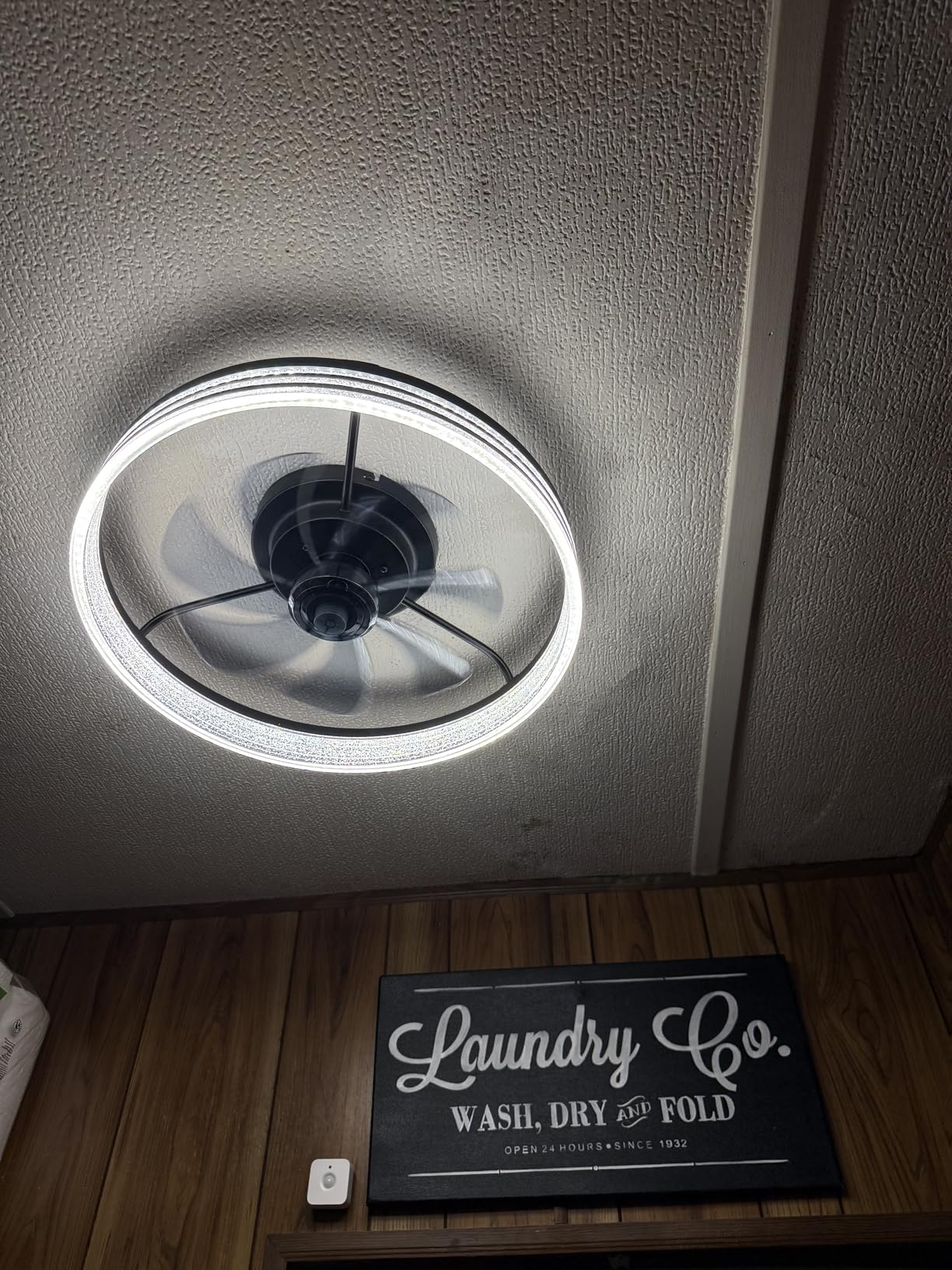 Smart Ceiling Fans with RGB Lights Remote - 20'' WiFi Alexa Flush Mount Low Profile Modern Ceiling Fans for Bedroom - Stepless Color Temperature and 6 Speeds - White - Customer Photo 1