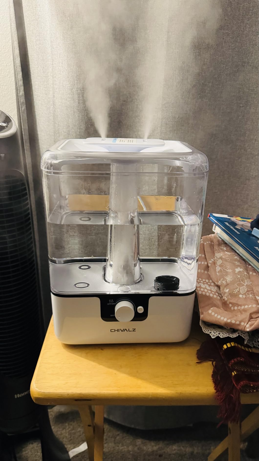 CHIVALZ Humidifiers for Bedroom, 6L Cool Mist Humidifiers for Baby Nursery, 26dB Quiet, 50H Runtime, Top Fill Humidifier for Large Room, Home, Plants, Nightlight, Oil Diffuser 1 Pack White - Customer Photo 1