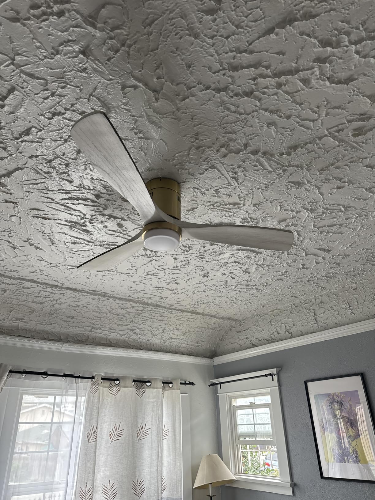 Sofucor 52 Inch Smart Ceiling Fans with Lights-Flush Mount Low Profile Modern Outdoor Solid Wood Ceiling Fans with Remote Control for Bedroom/Farmhouse/Patio/Indoor, Brown Black - Customer Photo 1