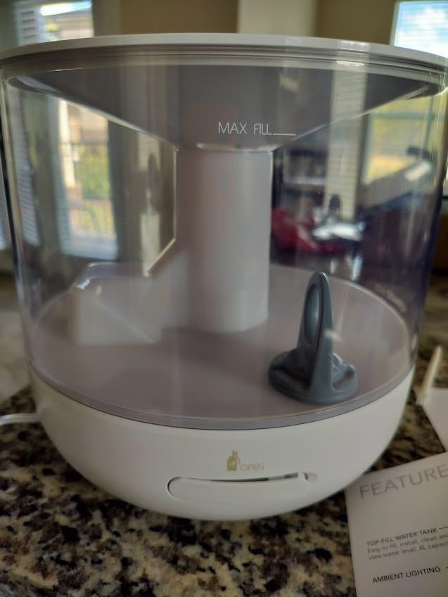 Vornado MISTIC 4 Whole Room Ultrasonic Humidifier, Top-Fill, Aromatherapy, 1-Gallon Tank, 1.5-Gallon Output, 3 Mist Settings, Independent Ambient Lighting, Whisper-Quiet Operation, Included Scent Pads - Customer Photo 3